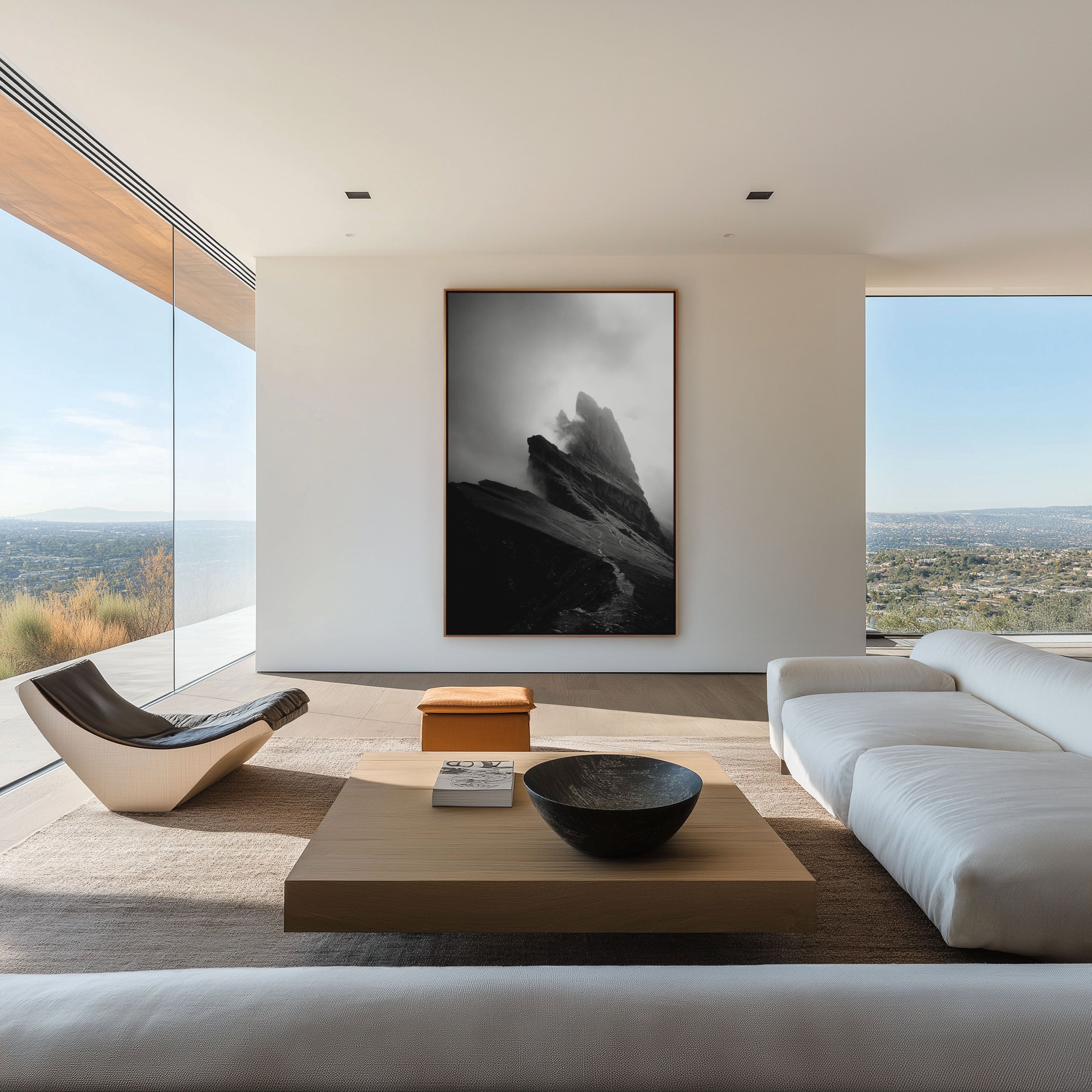 Seceda Ridge Black & White Wall Art Print | Dramatic Mountain Canvas
