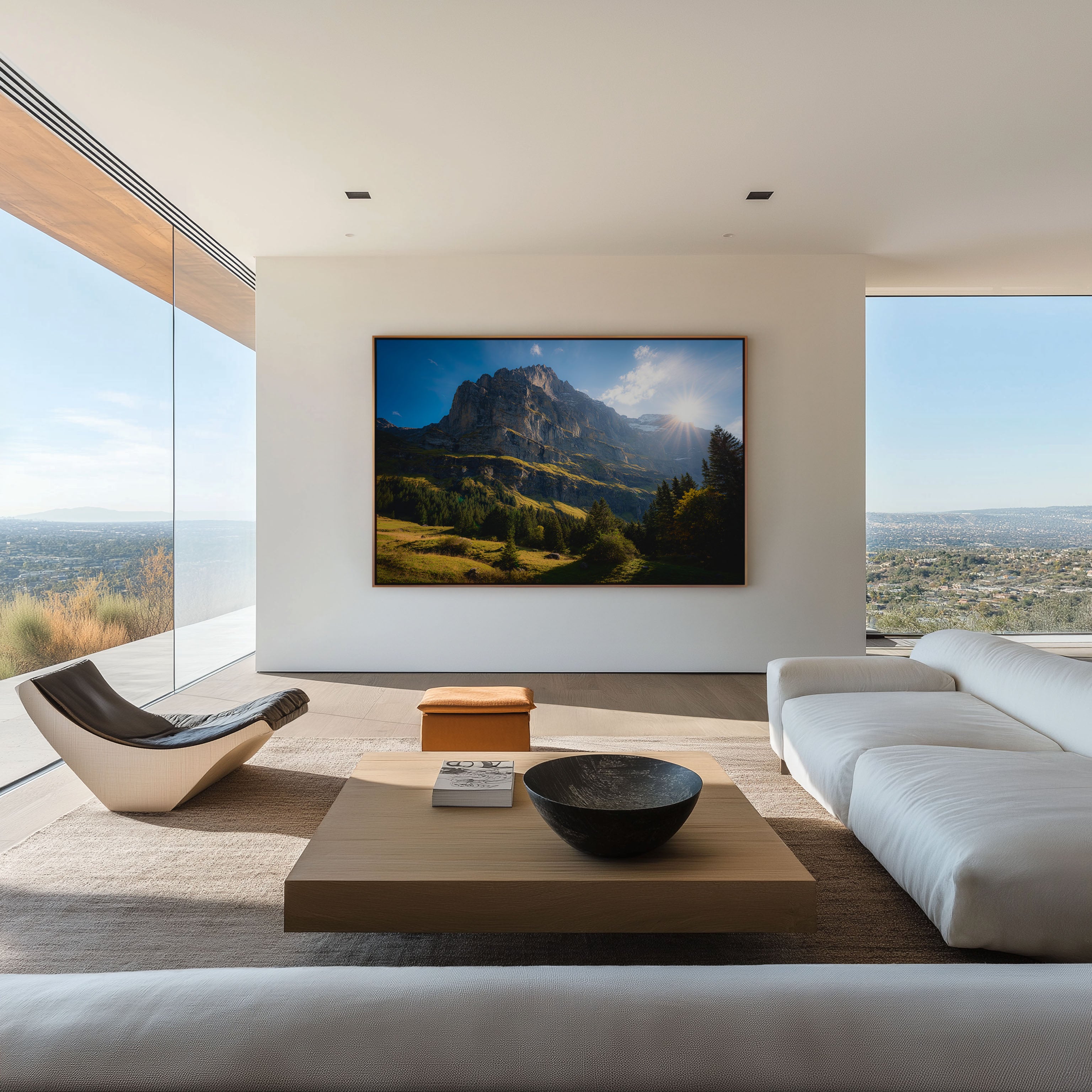 Swiss Alps Grindelwald Wall Art Print – Dramatic Mountain Cliff Canvas