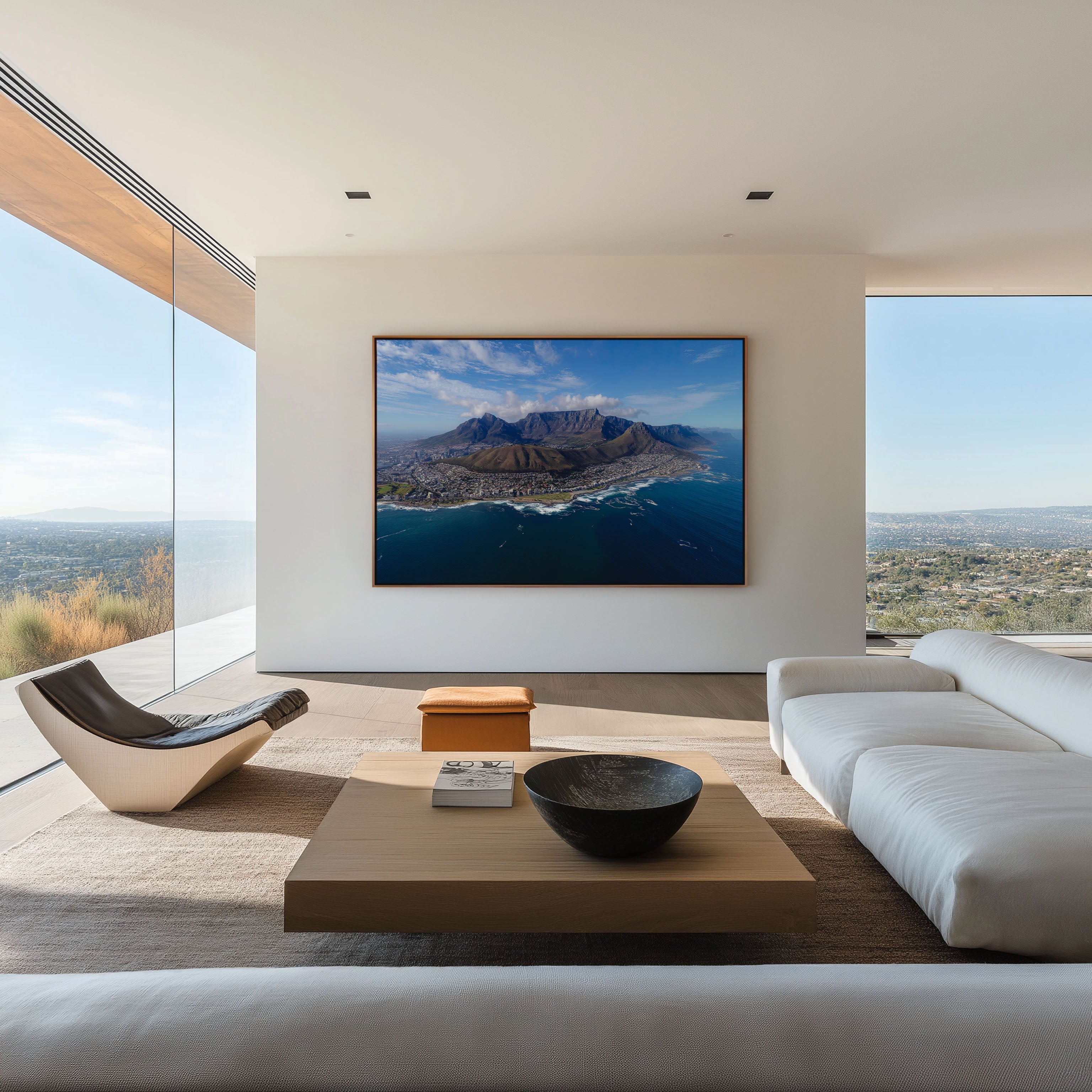 Table Mountain Cape Town Wall Art – South Africa Coastal Landscape Aerial Print