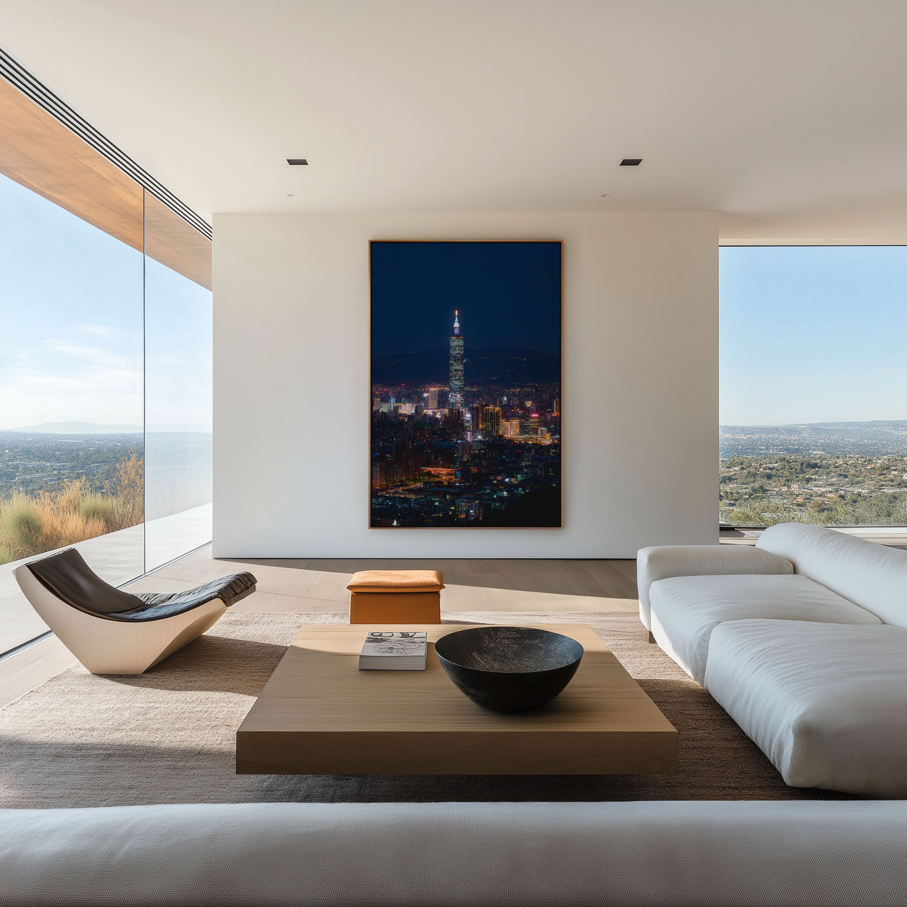 Taipei 101 Night Wall Art | Taipei Taiwan Skyline Mountain Print | City Lights Photography Poster