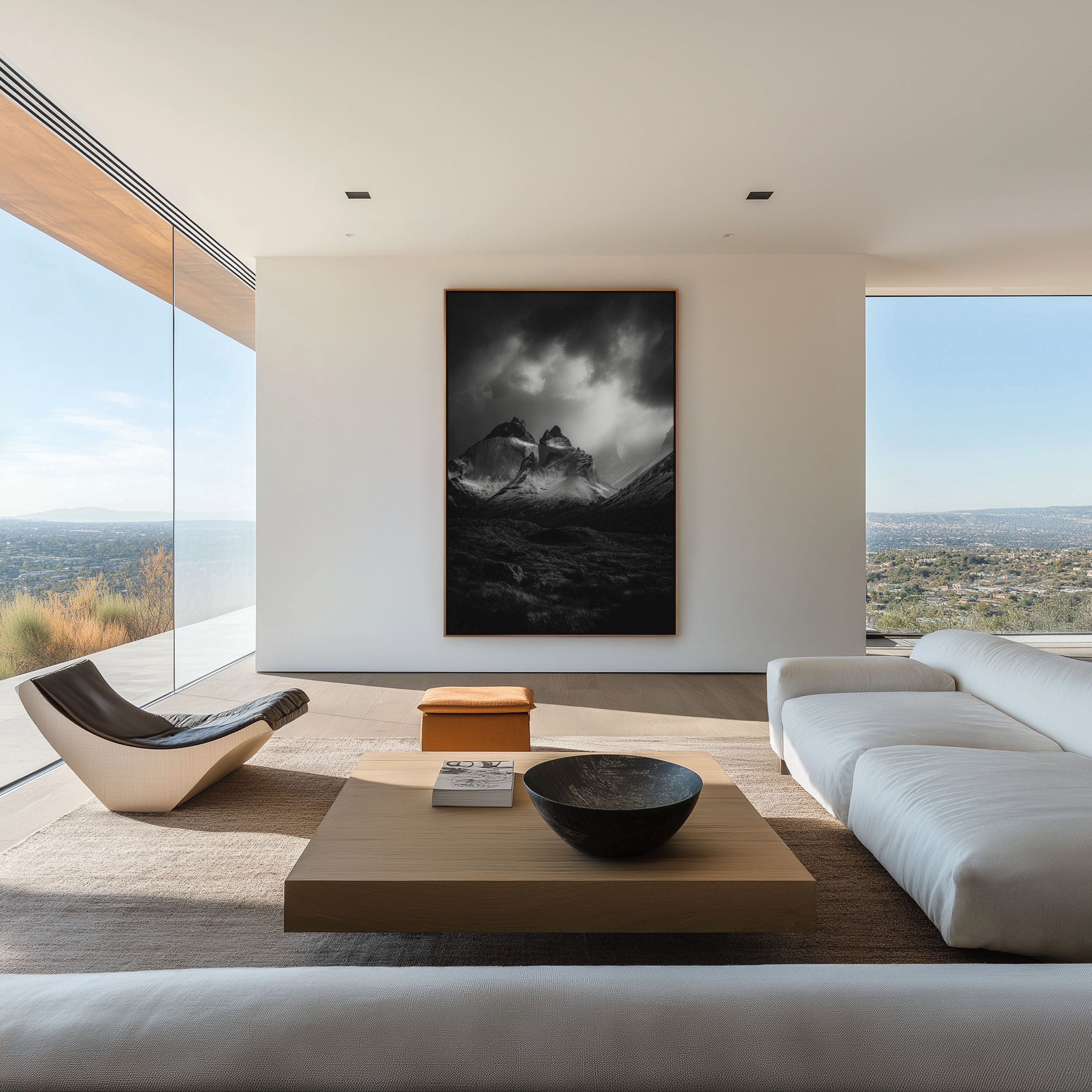 Torres del Paine Wall Art – Dramatic Black & White Mountain Print