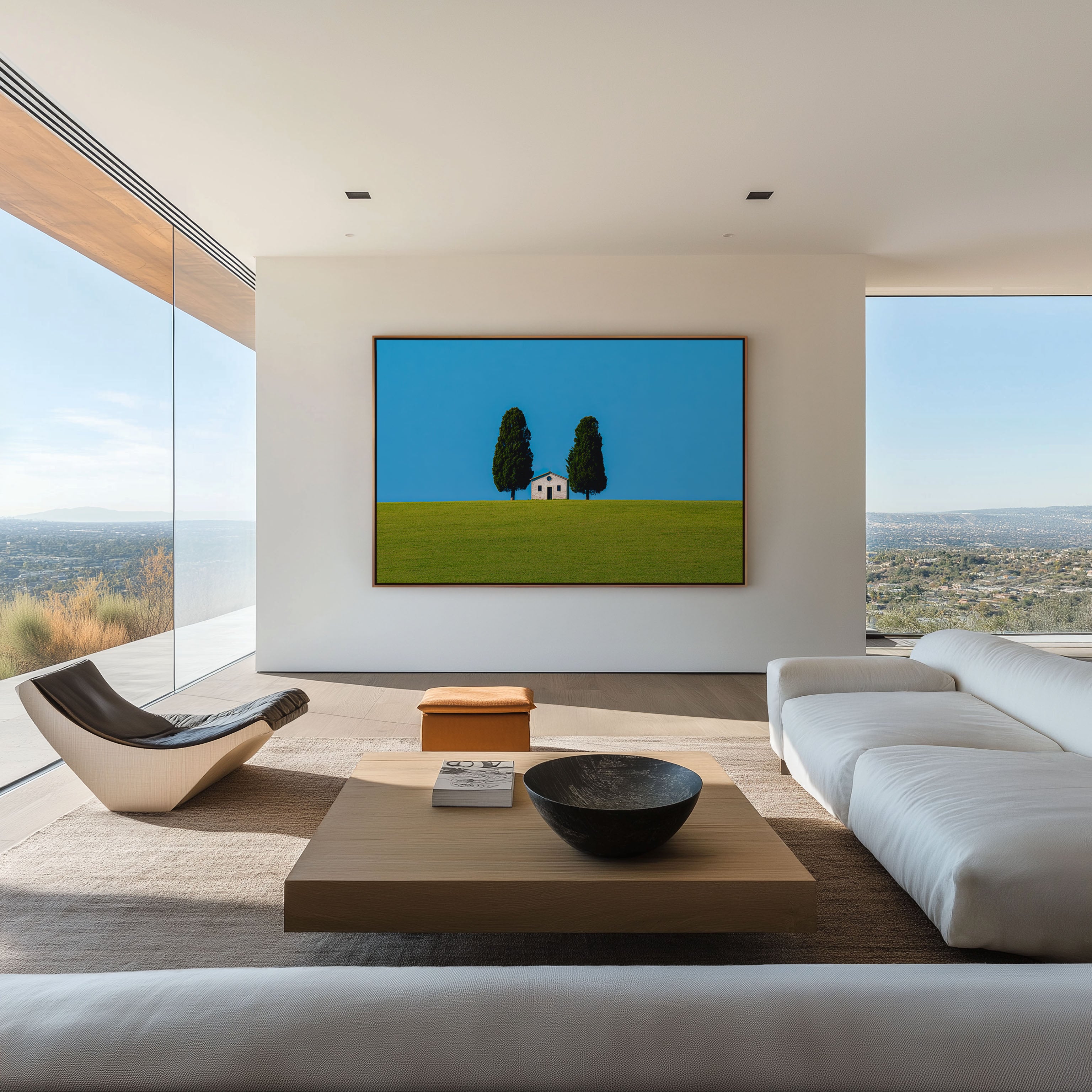 Tuscany Hilltop House Cypress Blue Sky Print