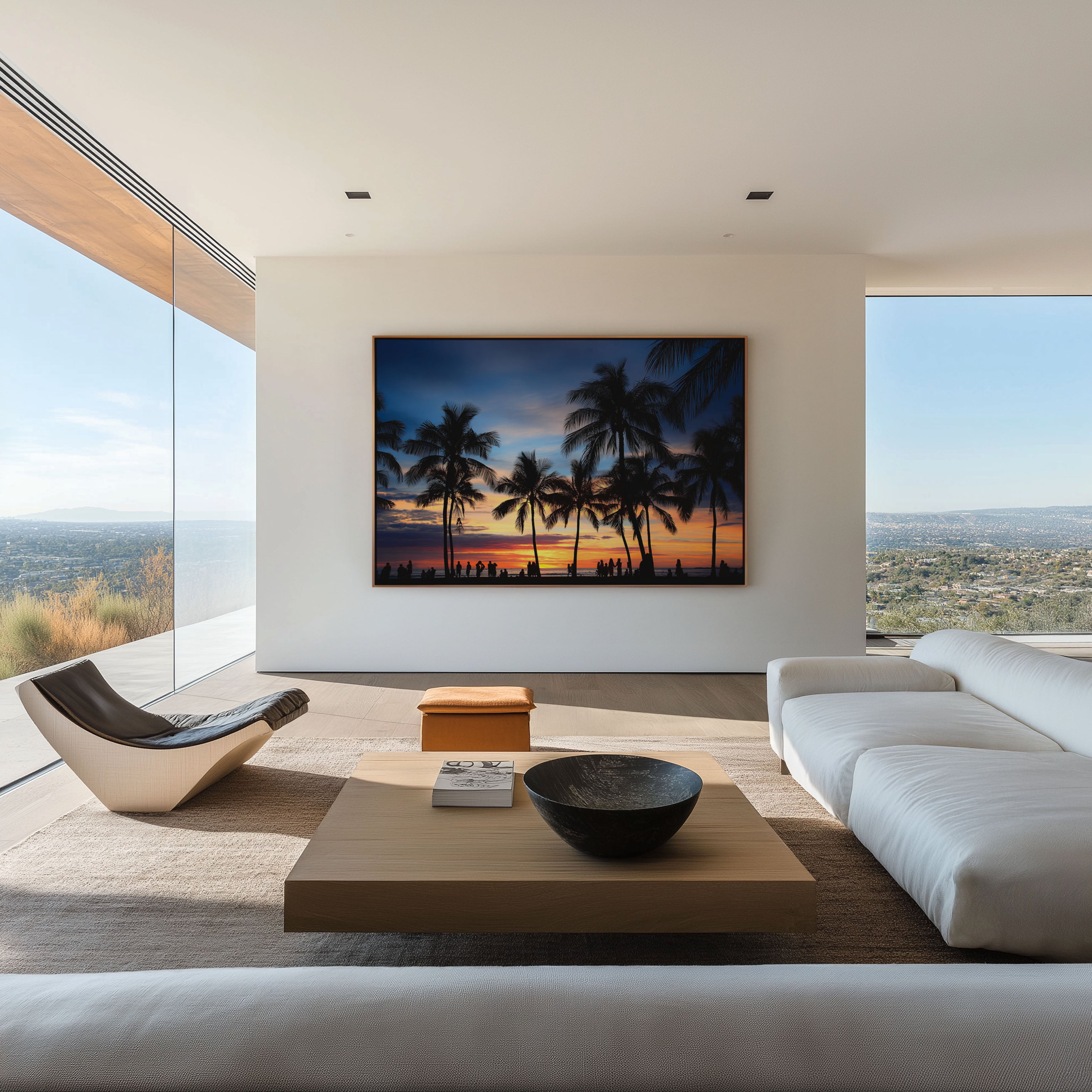 Waikiki Beach Sunset Print – Hawaii Palm Wall Art