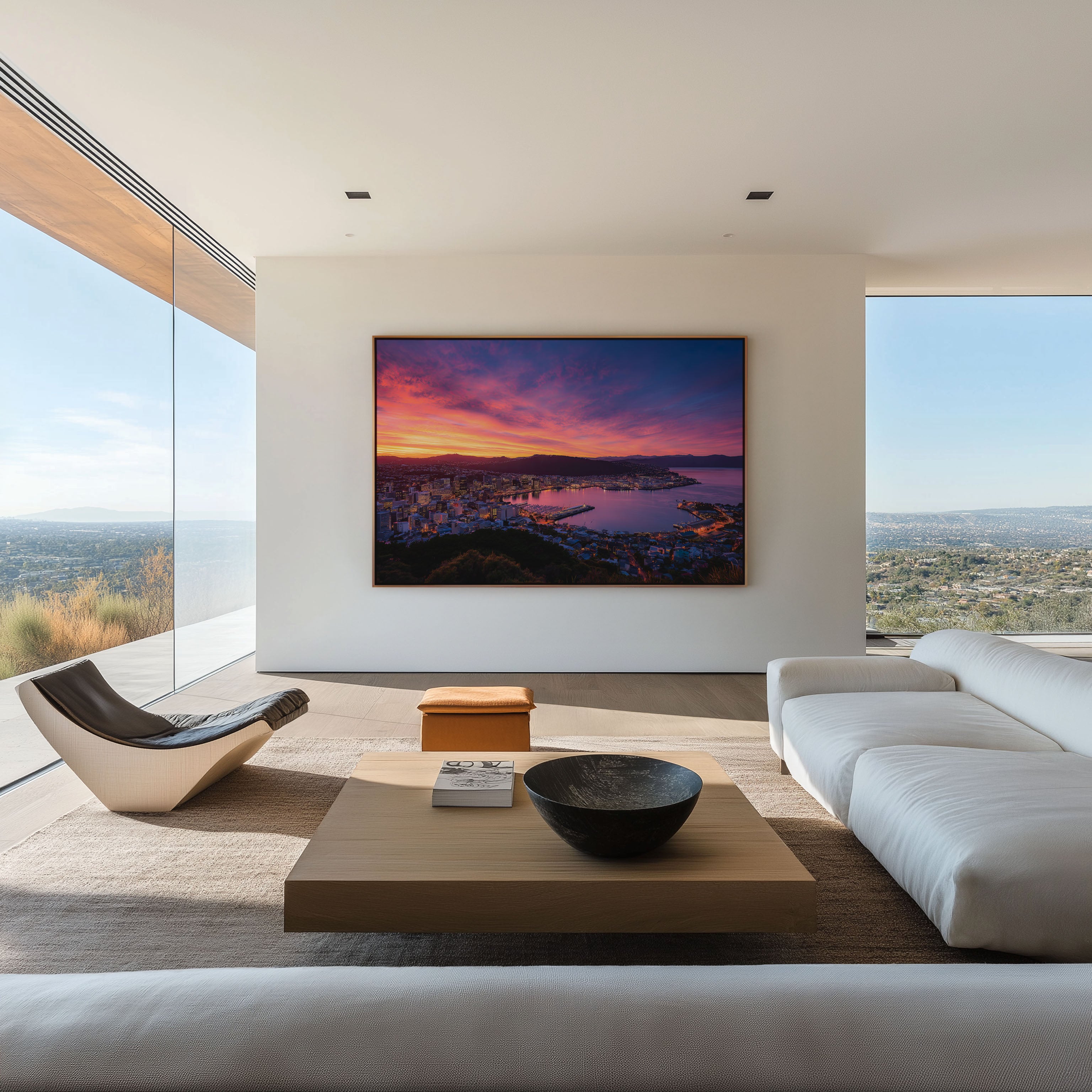 Wellington New Zealand Skyline Wall Art Print – Harbor Sunset Cityscape