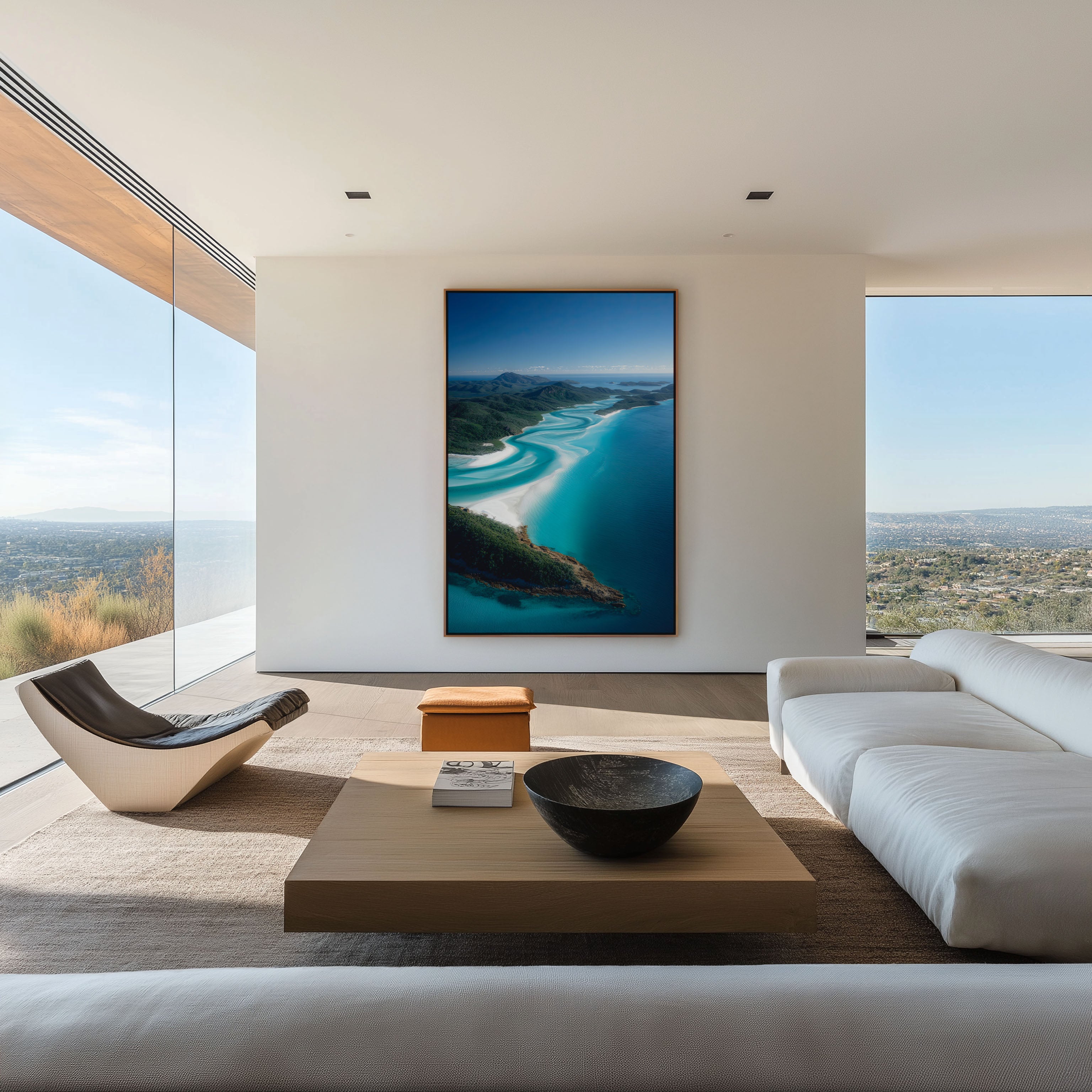 Whitsunday Islands Wall Art – Turquoise Ocean Aerial Canvas Print, Whitehaven Beach Australia Decor