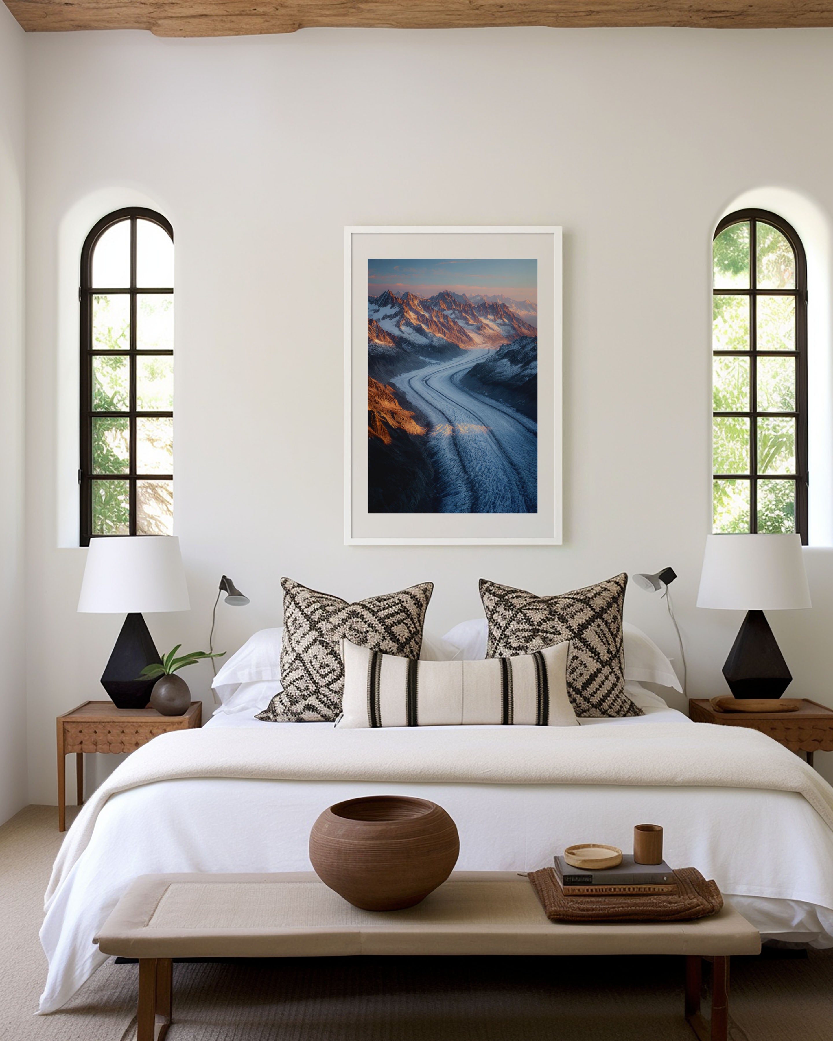 Aletsch Glacier Aerial Wall Art Print | Swiss Alps Switzerland Photography | Europe's Largest Glacier Sunrise Poster