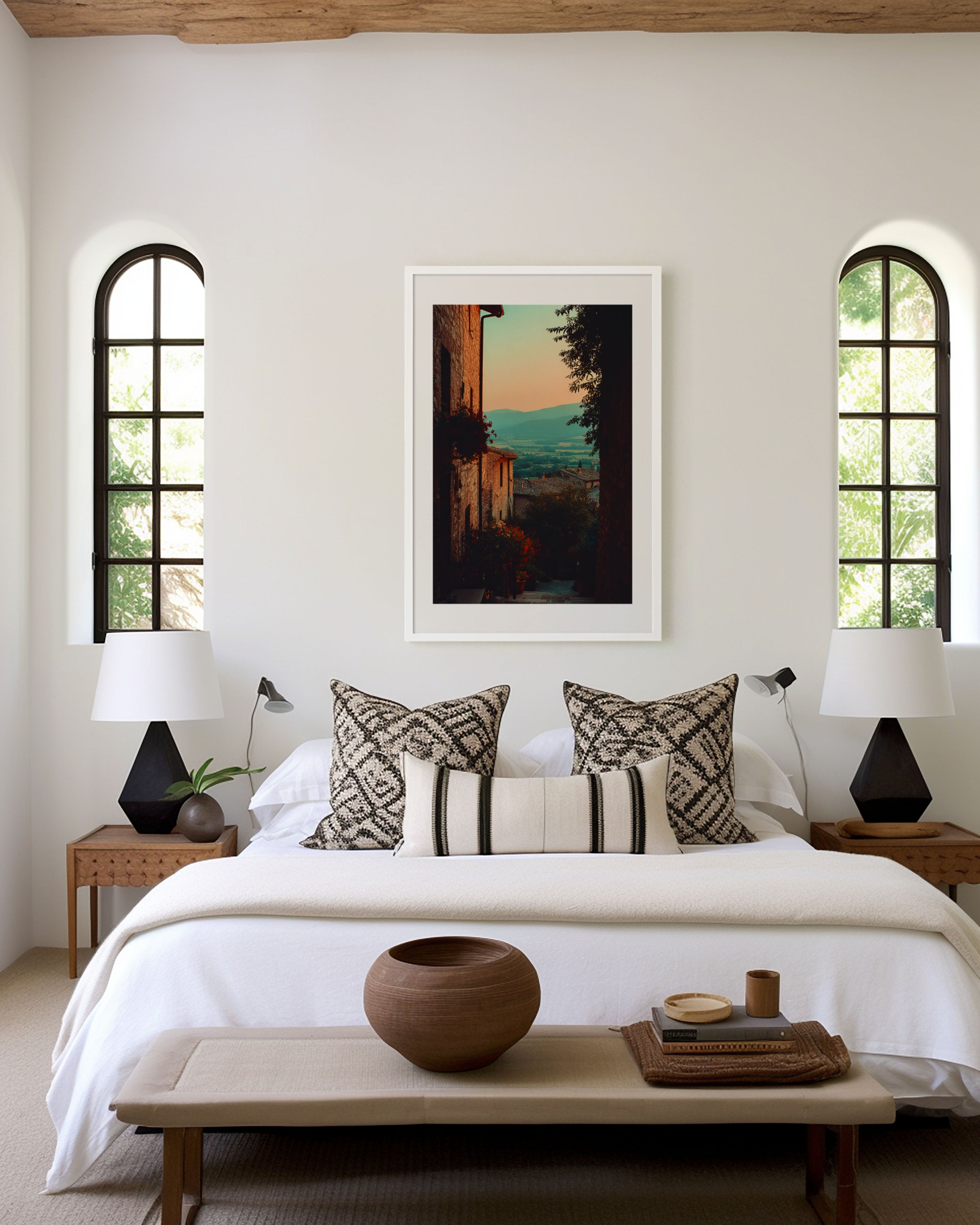Assisi Italy Sunset Alley Wall Art | Rustic Italian Village Landscape Print