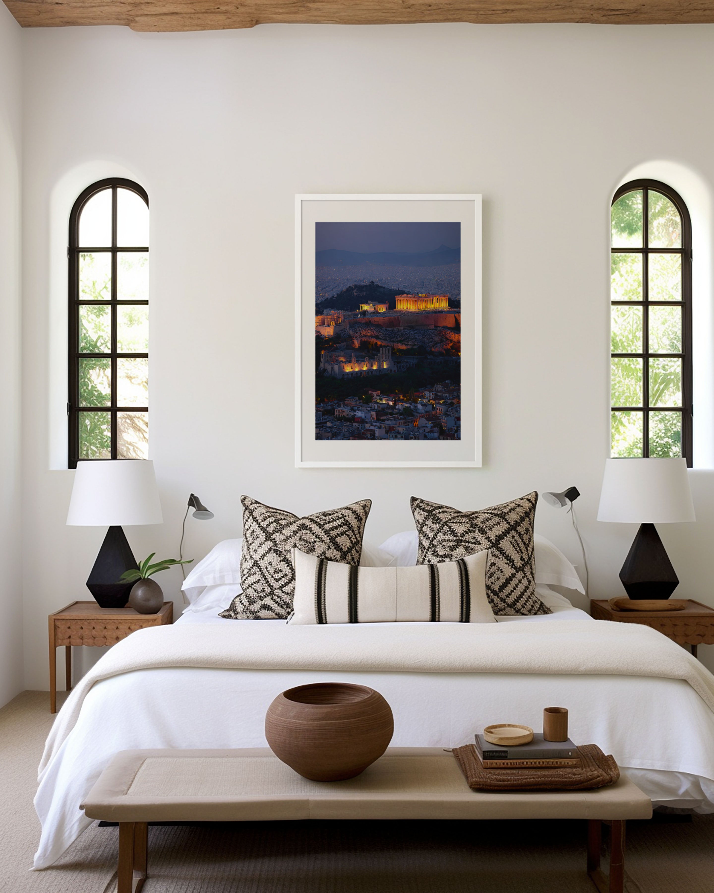 Athens Acropolis Parthenon Illuminated Night Wall Art | Greece Ancient City Skyline Print | Greek Travel Photography