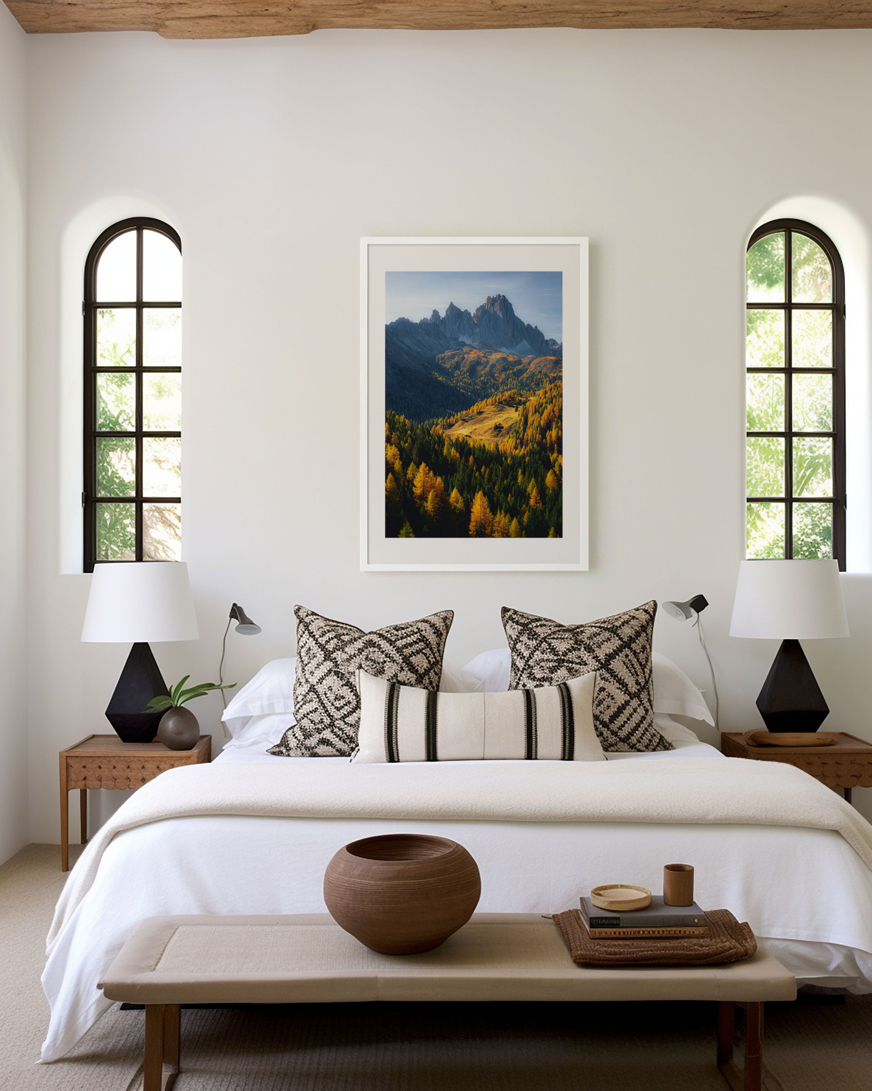Autumn Dolomites Print | Golden Larch Forest Wall Art | Italy Mountain Landscape | Fall Nature Photography Poster