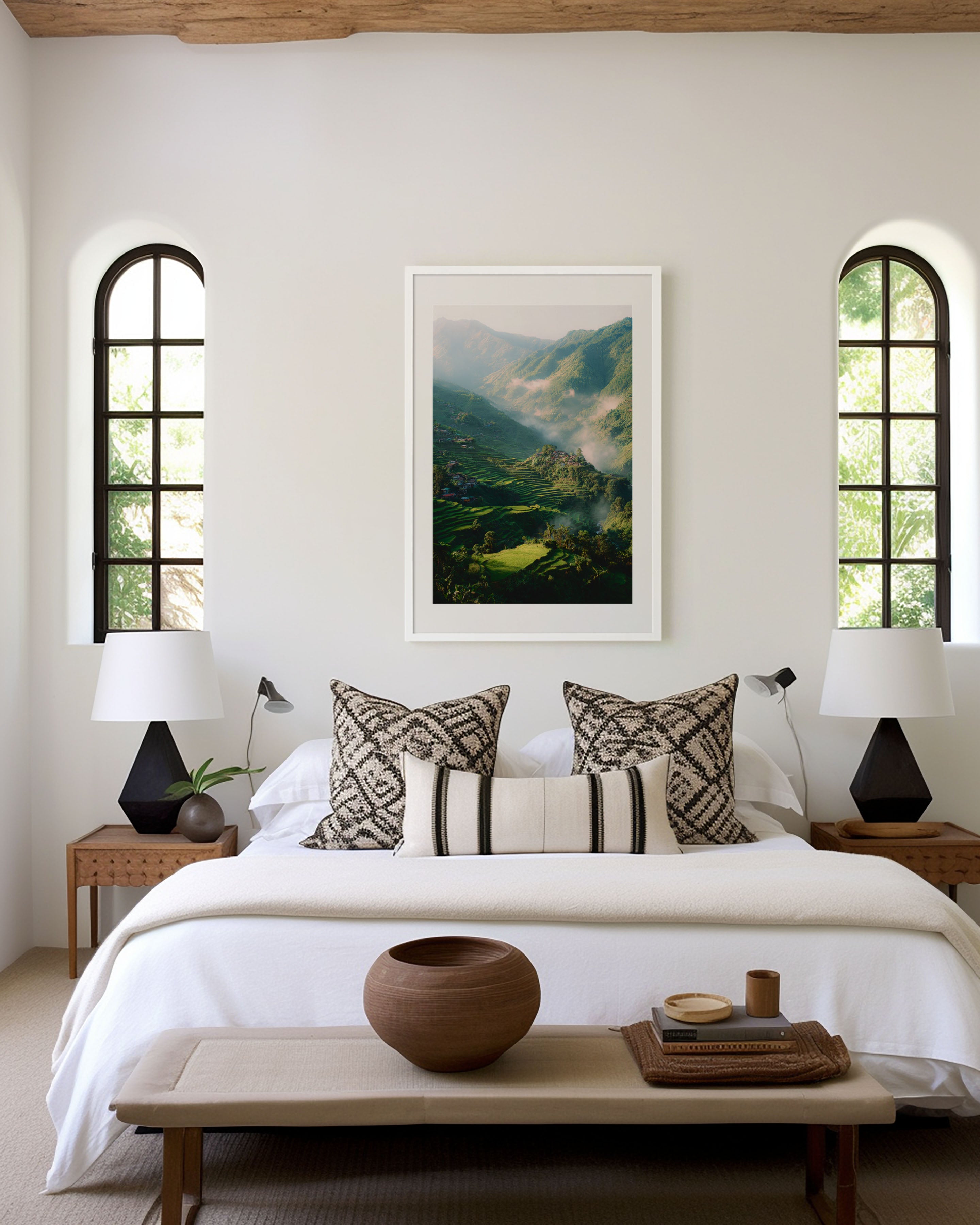 Banaue Rice Terraces Wall Art Print | Philippines Ifugao Mountain Village Mist Photography | Luzon Travel Poster | Lush Green Nature Home Decor