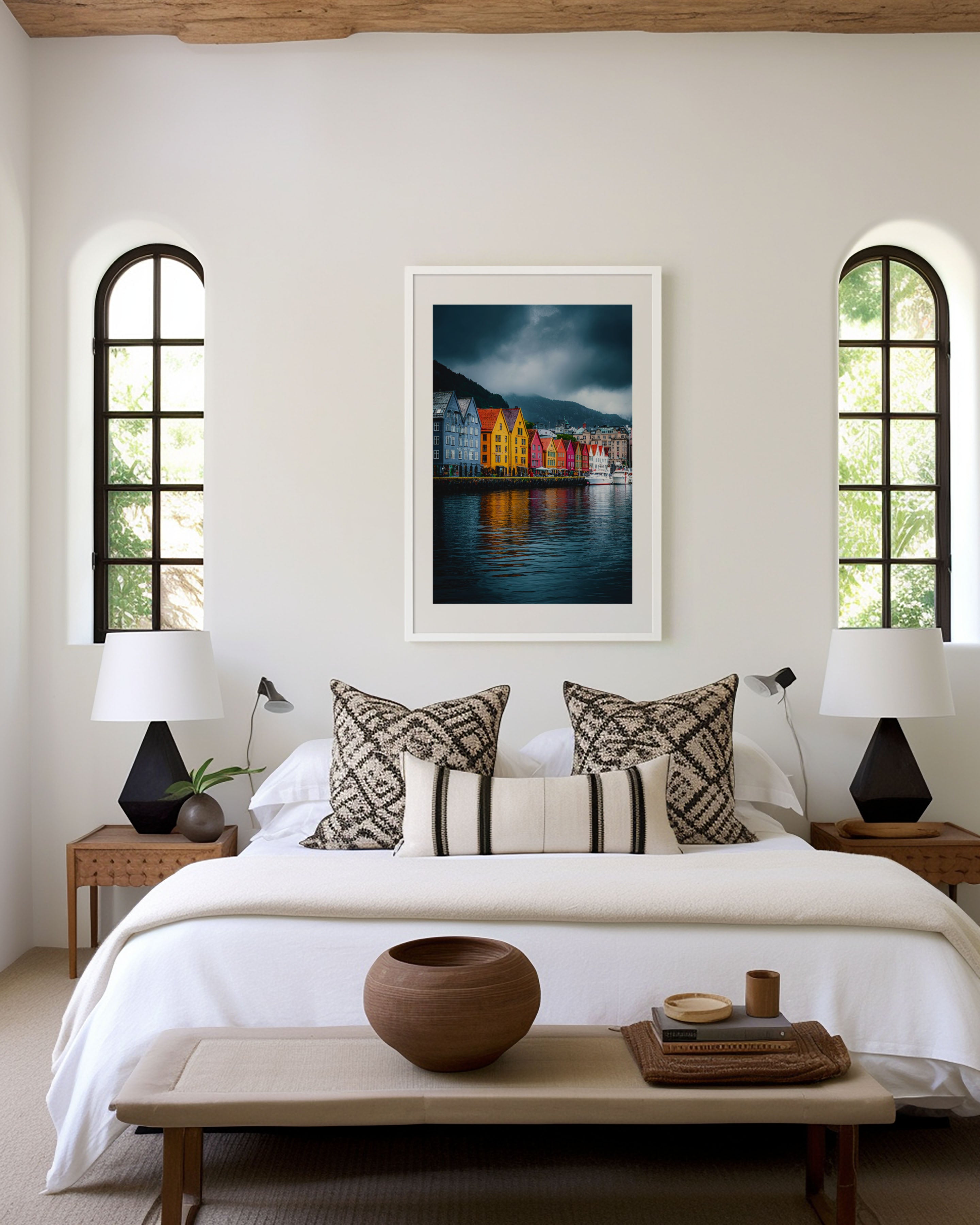 Bergen Bryggen Colourful Harbour Houses Wall Art Print | Norway Travel Photography | Scandinavian Home Decor