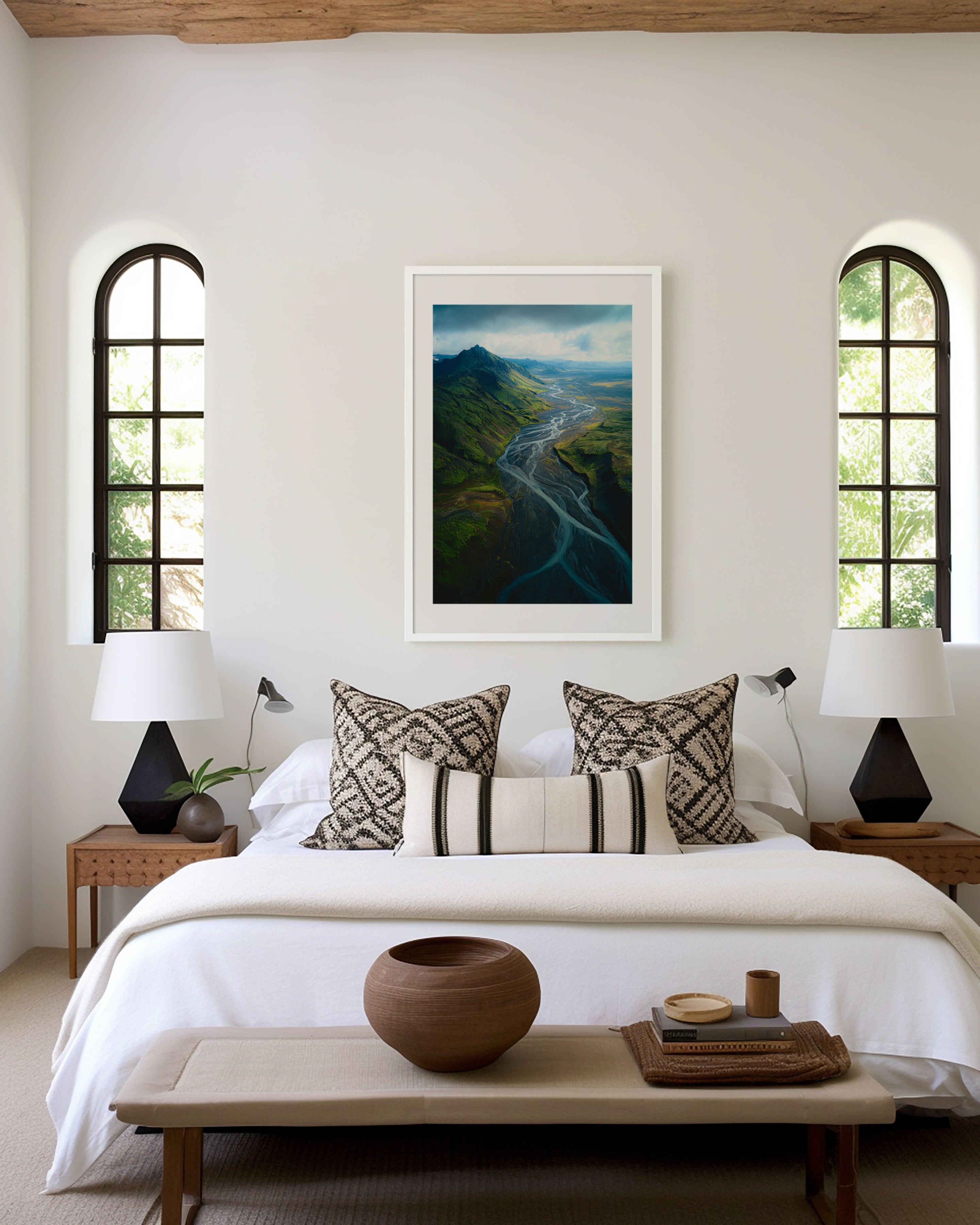 Iceland Glacial River Aerial Print | Braided River Valley Wall Art | Iceland Highland Photography