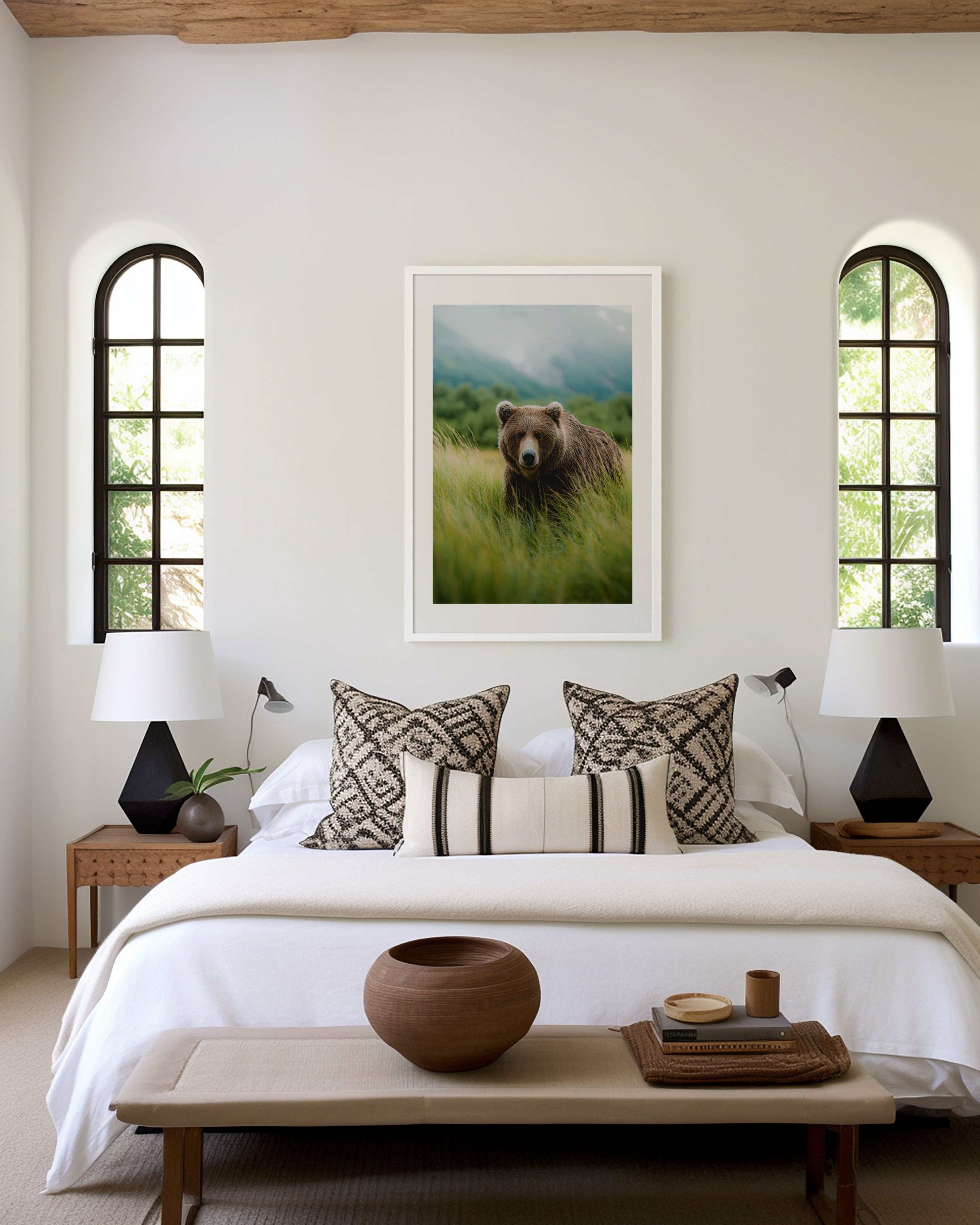 Brown Bear Wall Art Print – Wilderness Nature Wildlife Canvas & Framed Forest Landscape Decor