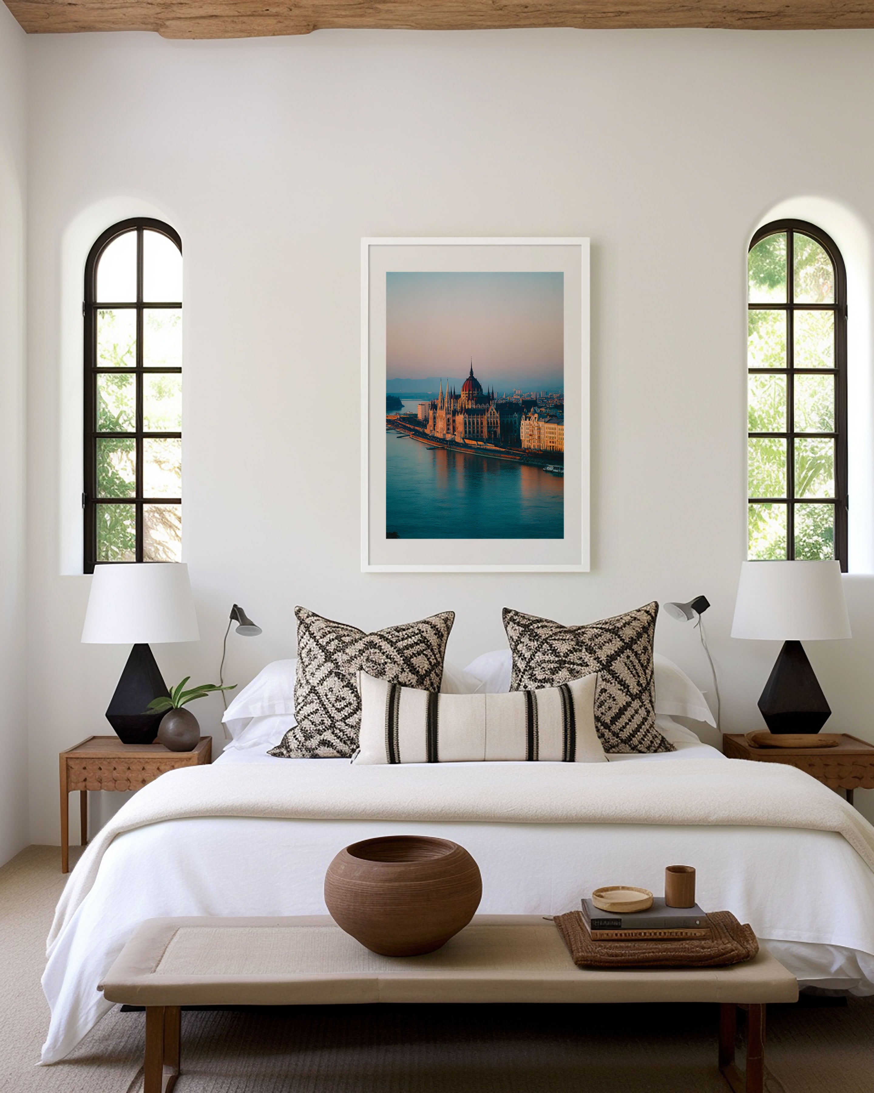 Budapest Parliament Danube Sunrise Wall Art Print | Hungary Aerial Cityscape Photography | River Reflection Dawn Poster | Eastern Europe Travel Print | Pastel Home Decor