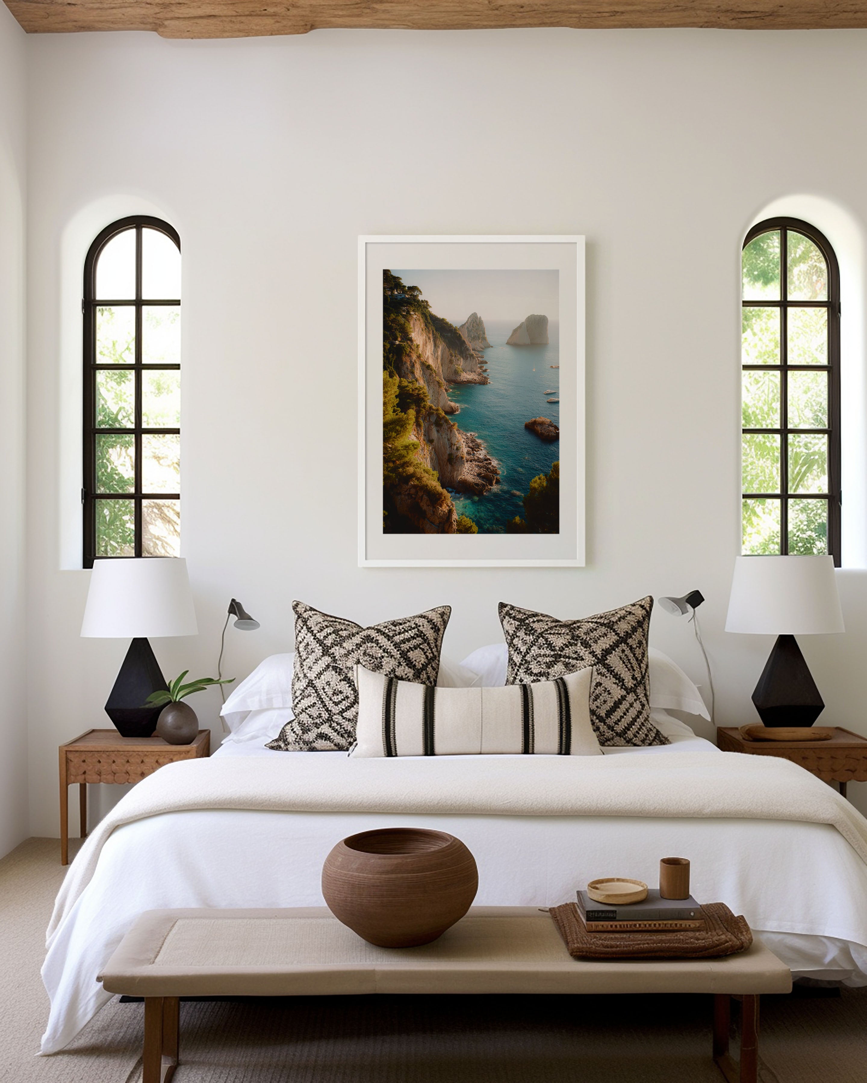 Capri Coastline Wall Art Print | Faraglioni Sea Stacks Italy Photography | Tyrrhenian Sea Cliffside Landscape Poster | Italian Riviera Travel Print | Luxury Home Decor