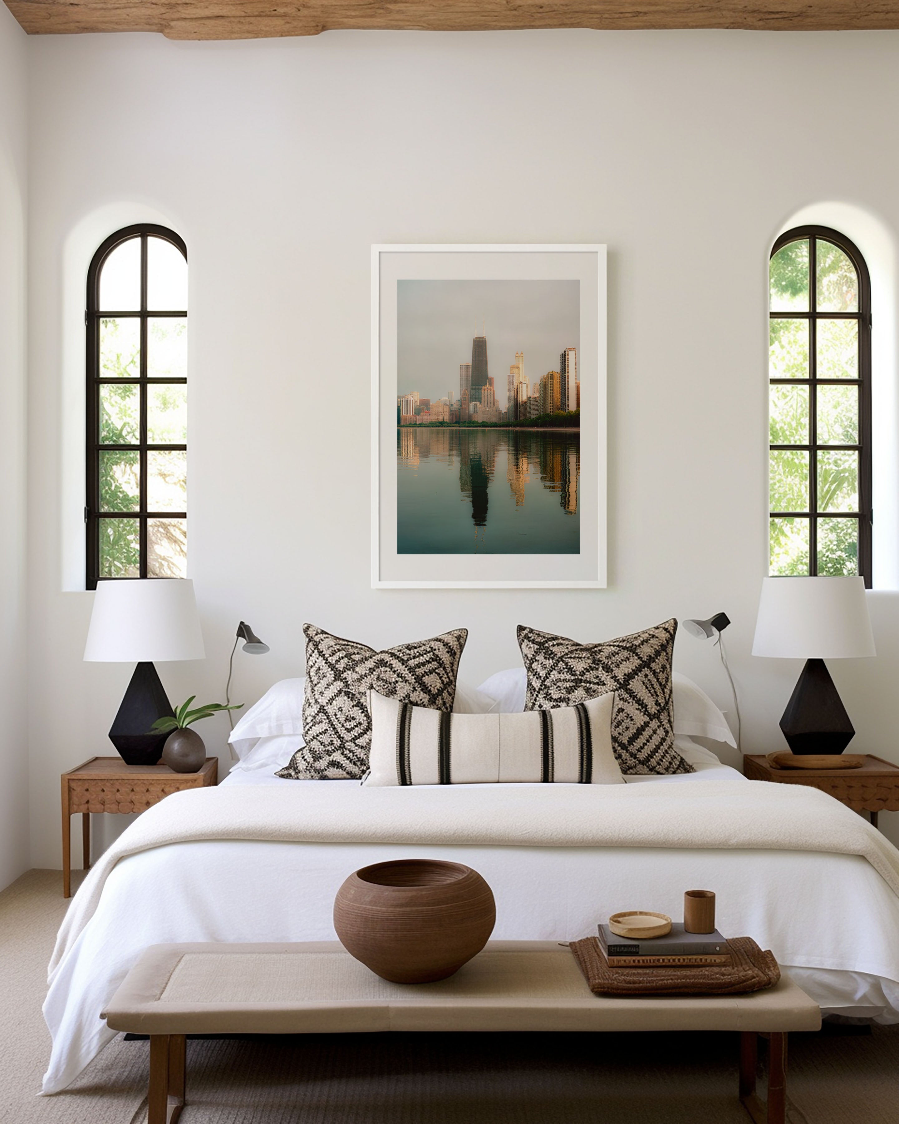 Chicago Skyline Reflection | Lake Michigan City Wall Art Print