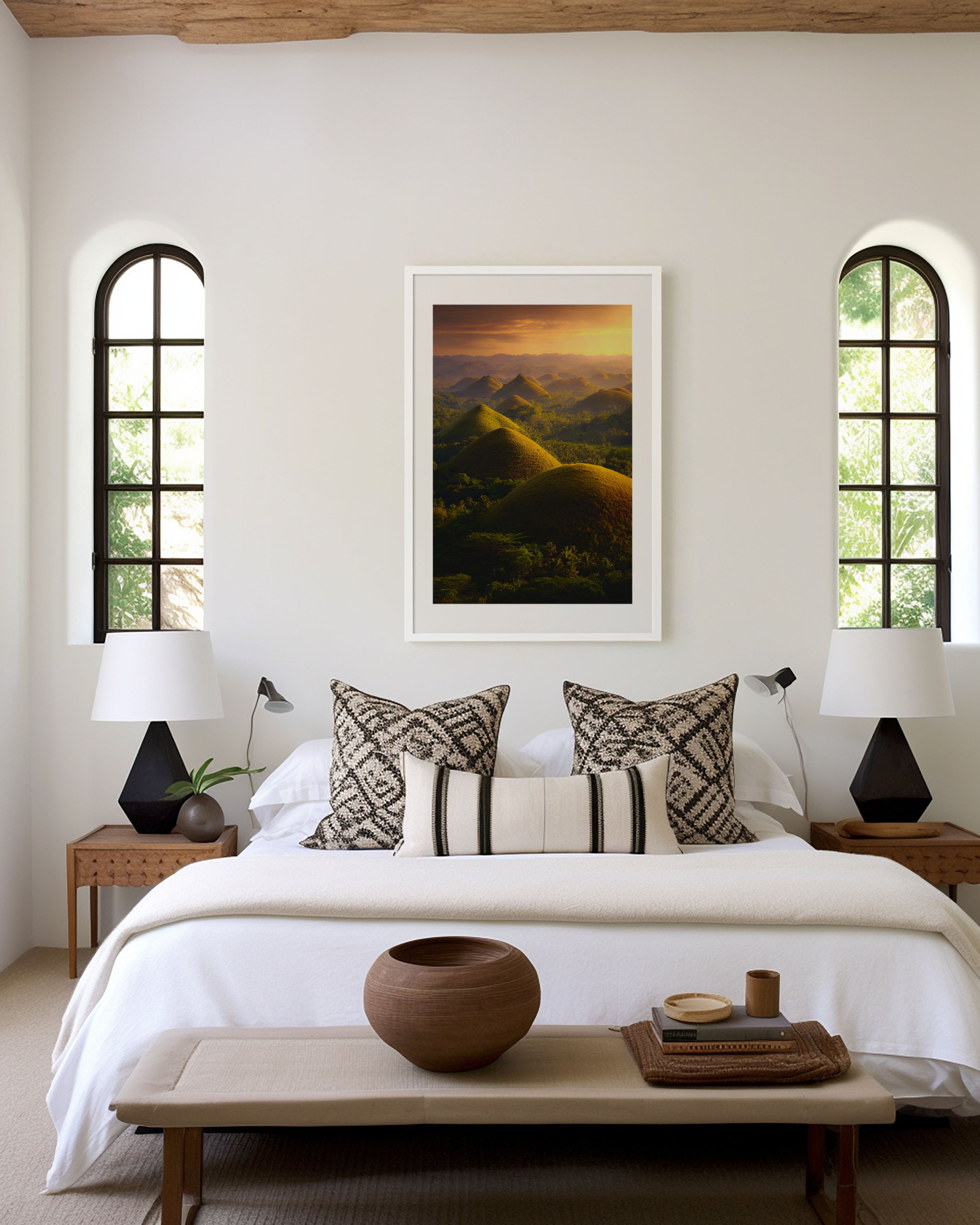Chocolate Hills Bohol Philippines Sunrise Wall Art | Golden Tropical Landscape Print | Southeast Asia Travel Photography