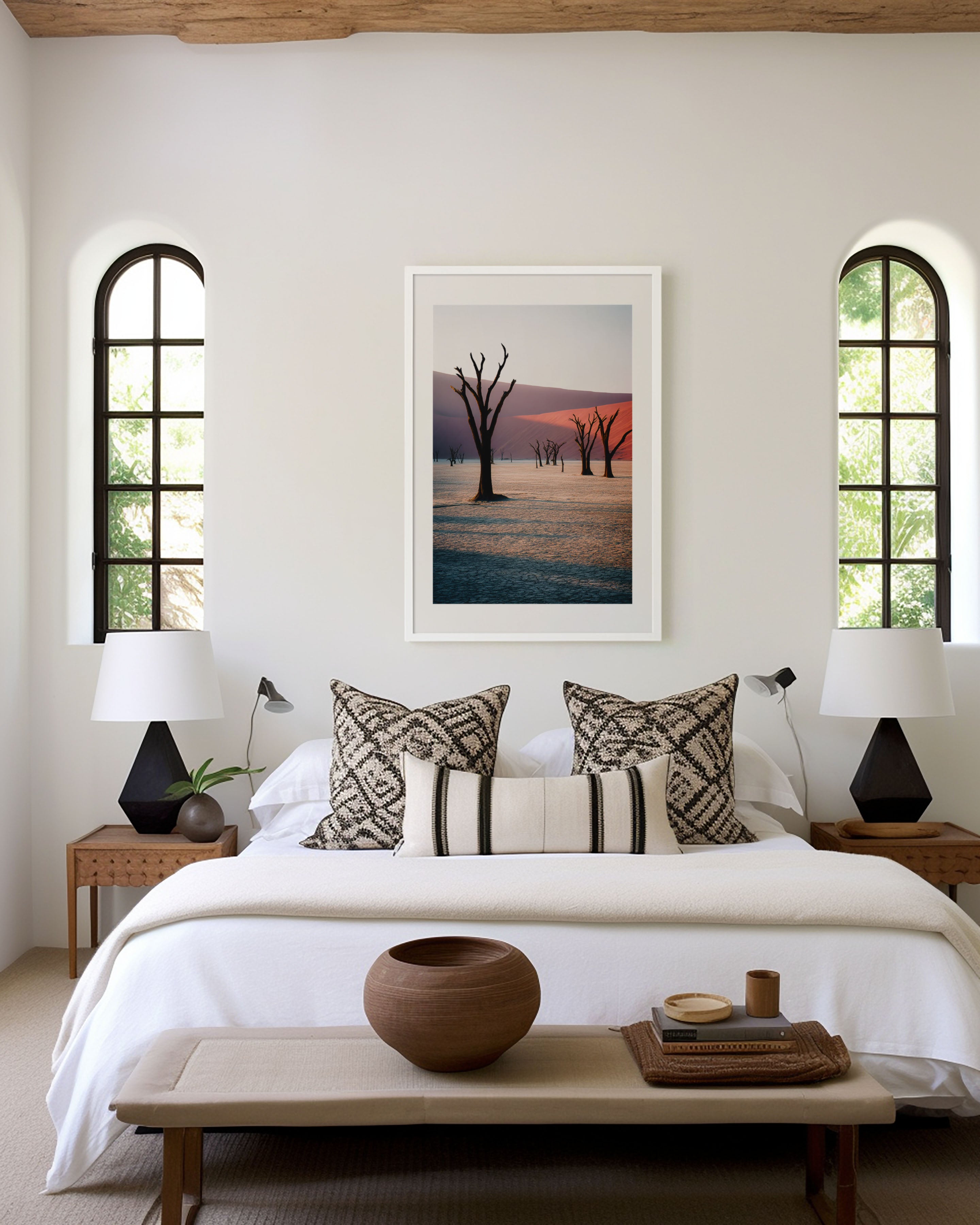 Deadvlei Namibia Wall Art Print | Dead Camel Thorn Trees Desert Photography | Sossusvlei Sand Dunes Landscape Poster | African Nature Print | Terracotta Home Decor