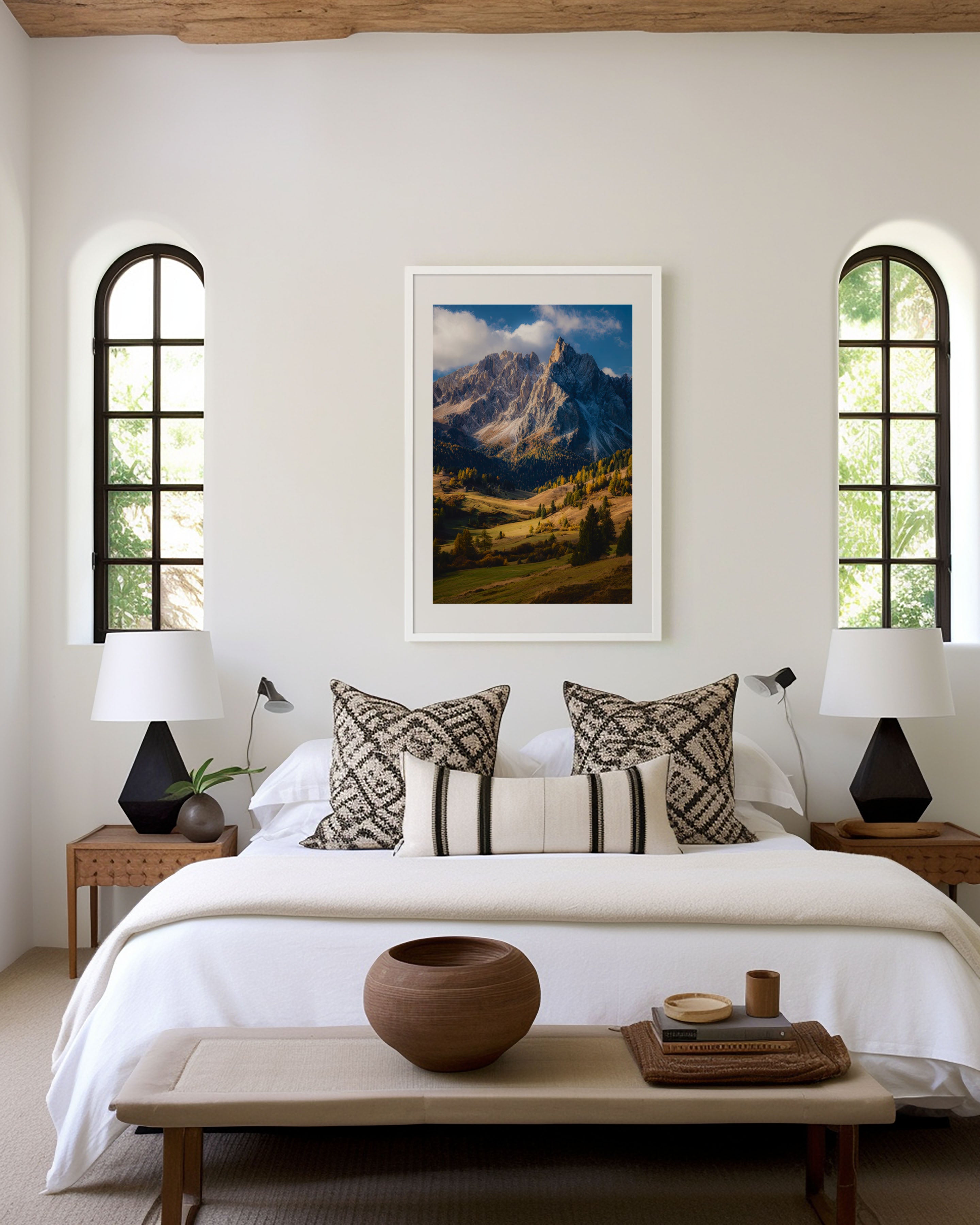 Dolomites Autumn Alpine Valley Wall Art Print | Italy Mountain Landscape Photography | South Tyrol Golden Larch Poster