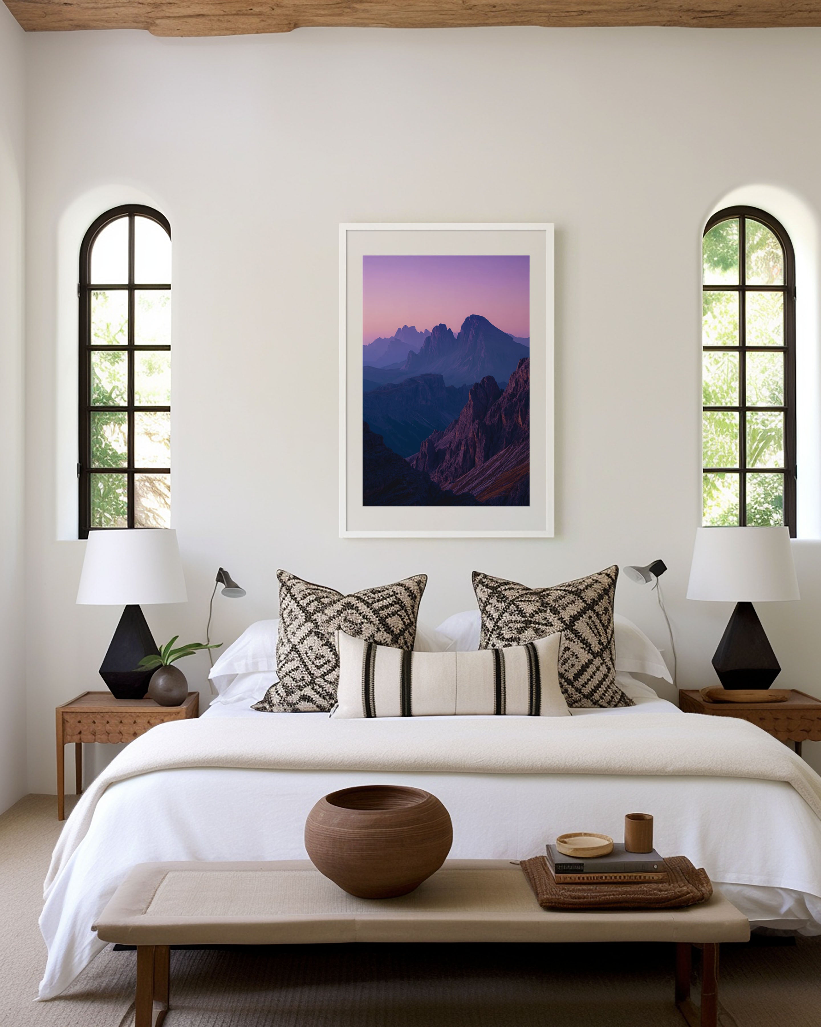 Dolomites Purple Dusk Layers Wall Art Print | Italy Alpine Twilight Photography | Violet Pink Mountain Silhouette Poster