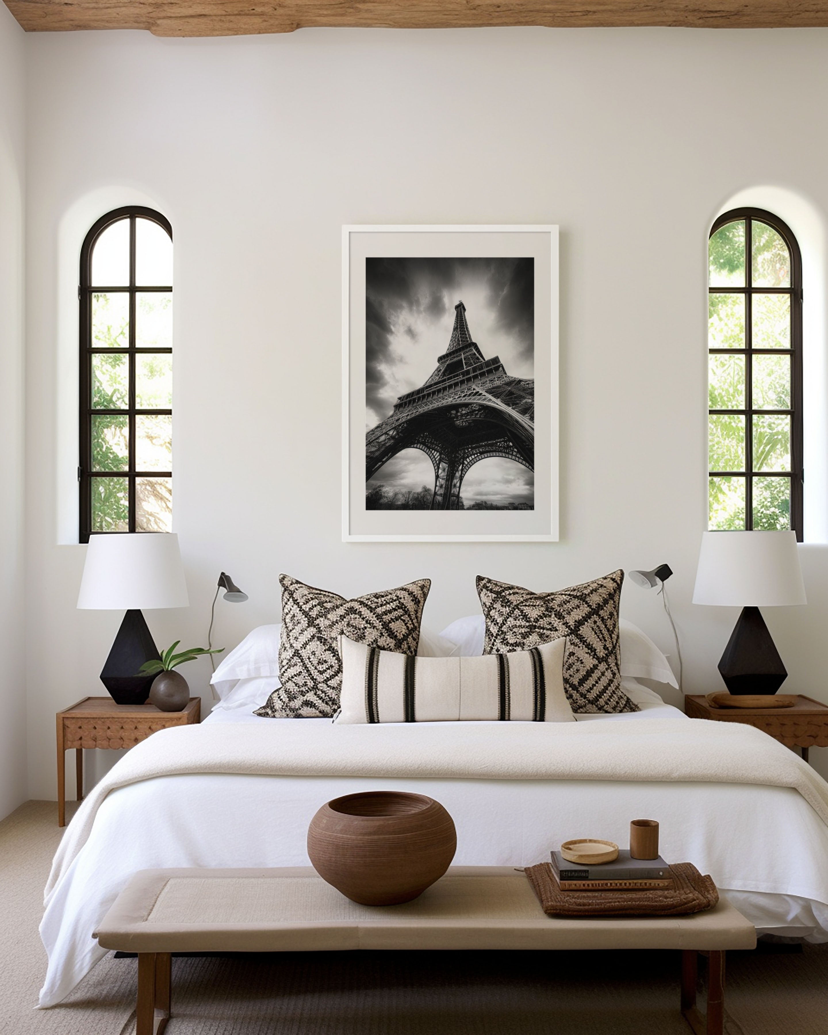 Eiffel Tower Paris Wall Art Print | Black & White Paris Photography Decor