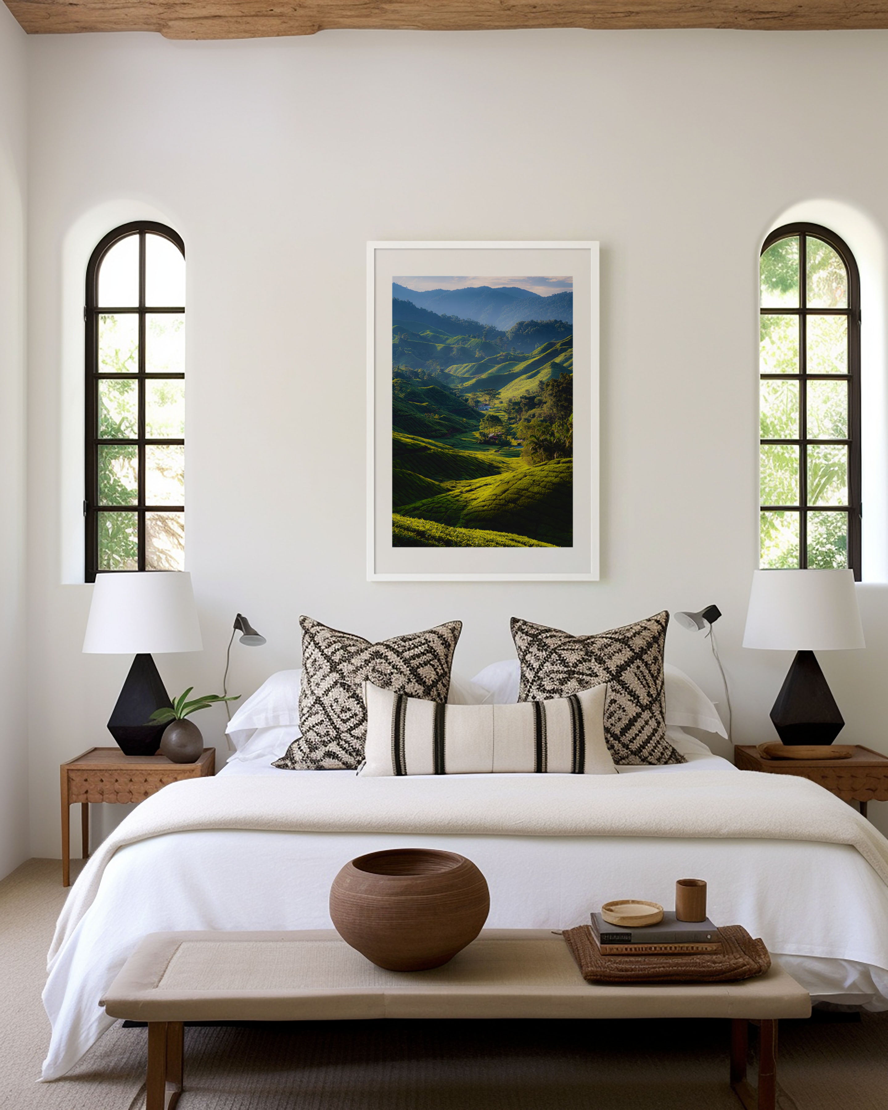 Cameron Highlands Tea Plantation Wall Art | Emerald Green Malaysia Landscape Print | Serene Nature Travel Photography