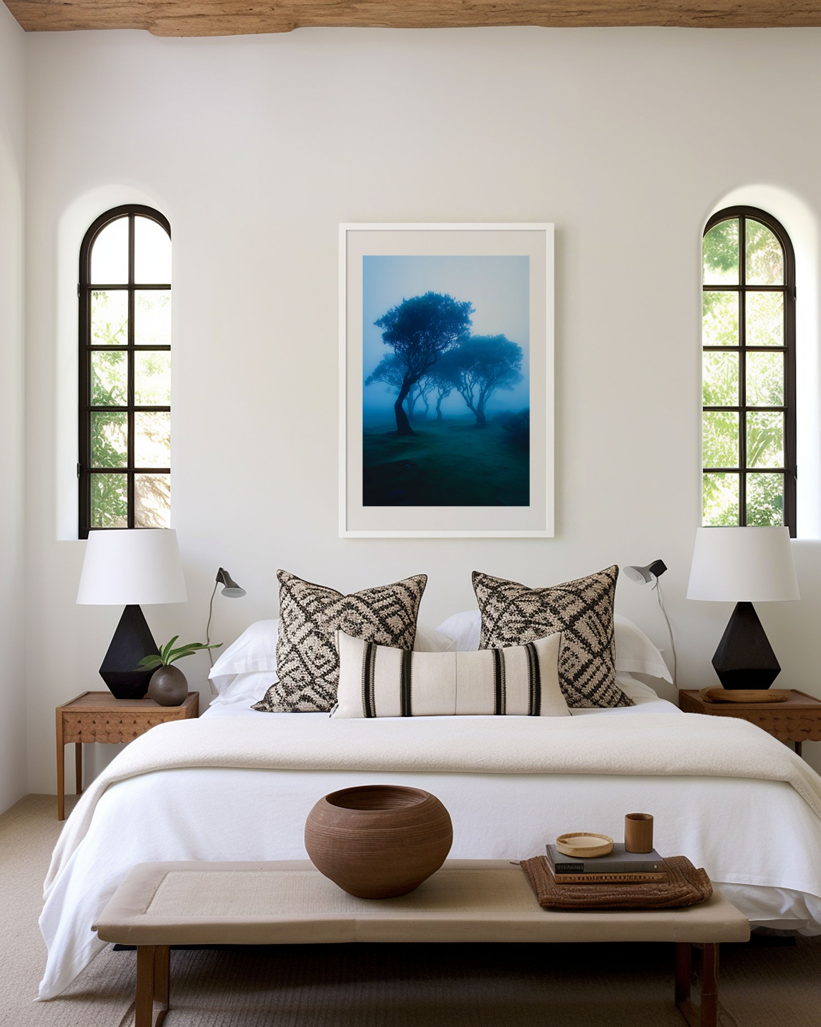 Fanal Forest Madeira Print | Mystical Foggy Forest Wall Art | Laurisilva Blue Mist Tree Landscape Photography Poster