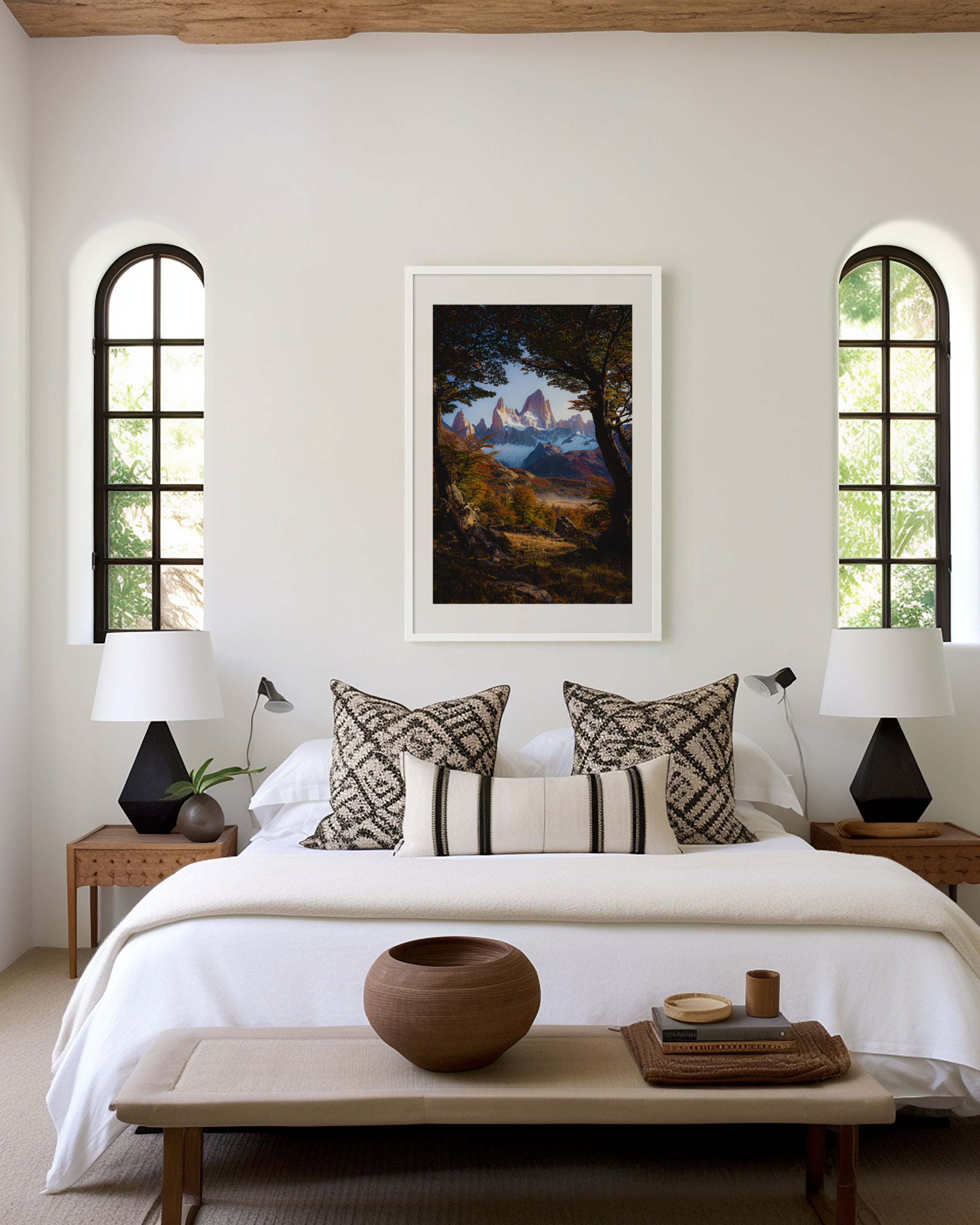 Mount Fitz Roy Autumn Forest Frame Wall Art Print | Patagonia Argentina Photography | El Chaltén Lenga Beech Wilderness Poster