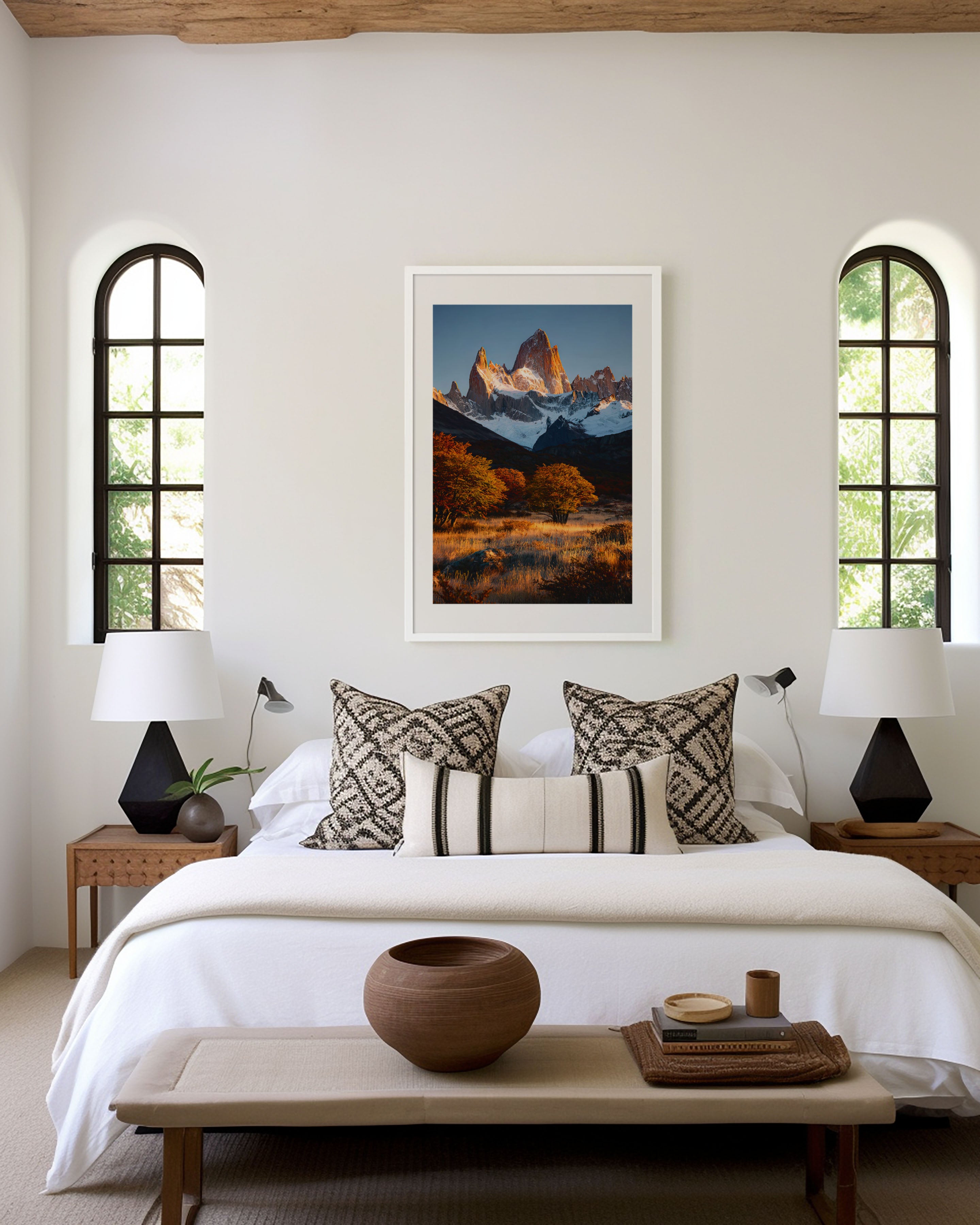 Fitz Roy Golden Hour Print | Patagonia Autumn Wall Art | Argentina Mountain Sunrise | Travel Photography Poster