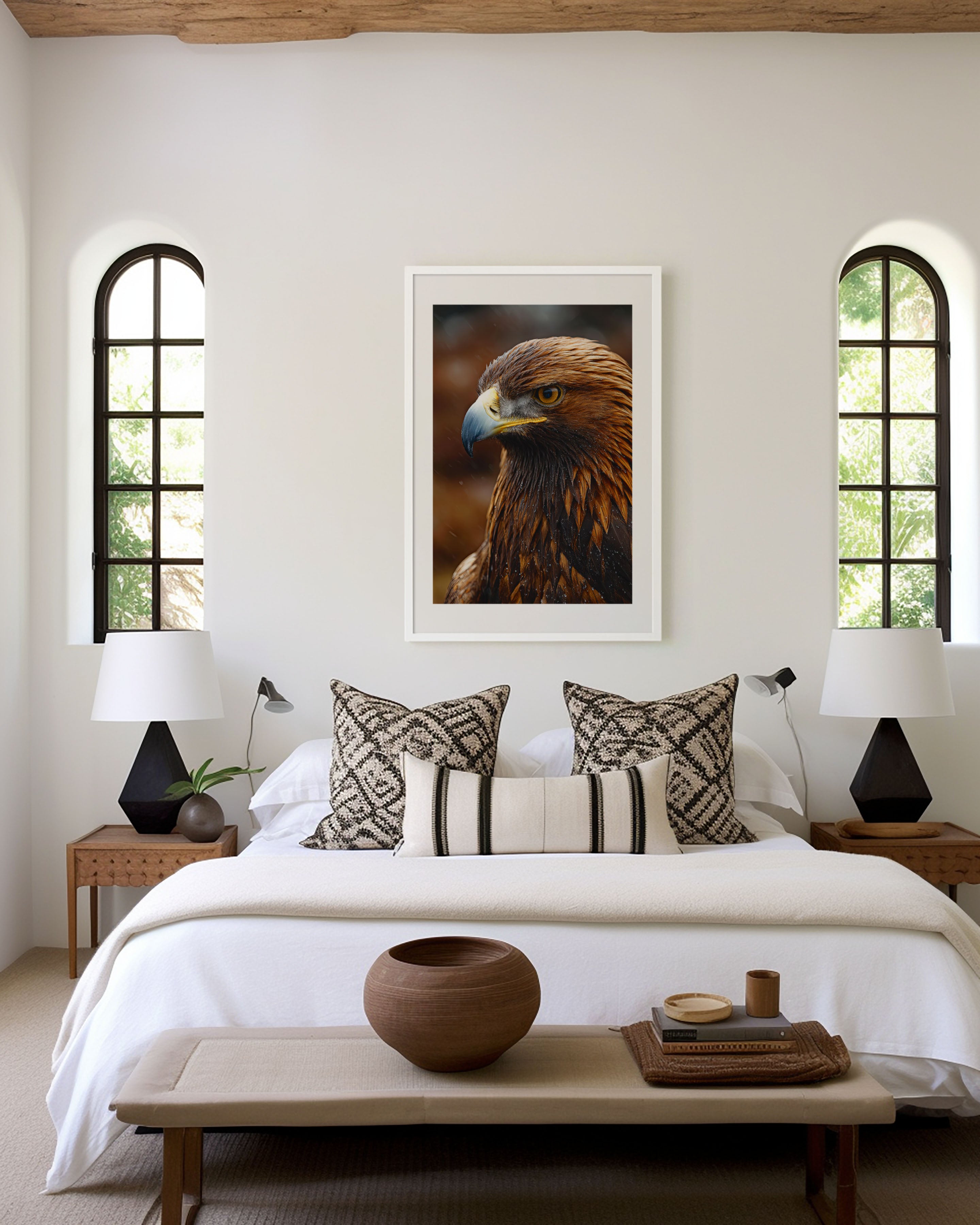 Golden Eagle Wall Art Print – Fierce Bird Close-Up Canvas & Framed Wildlife Photography Decor