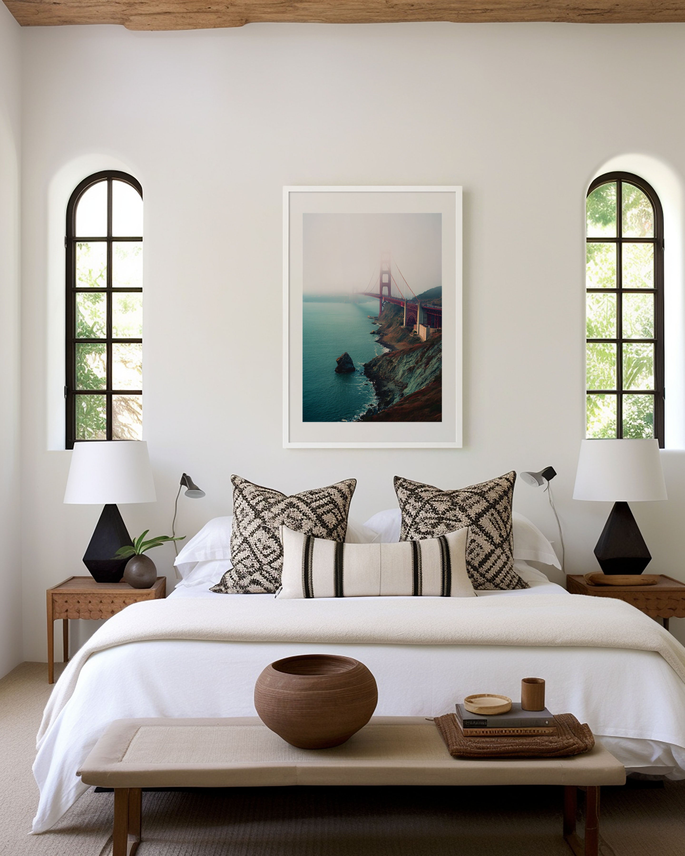 Golden Gate Bridge Fog Wall Art Print | San Francisco Bay California Coastal Photography | USA Travel Poster | Modern American Home Decor