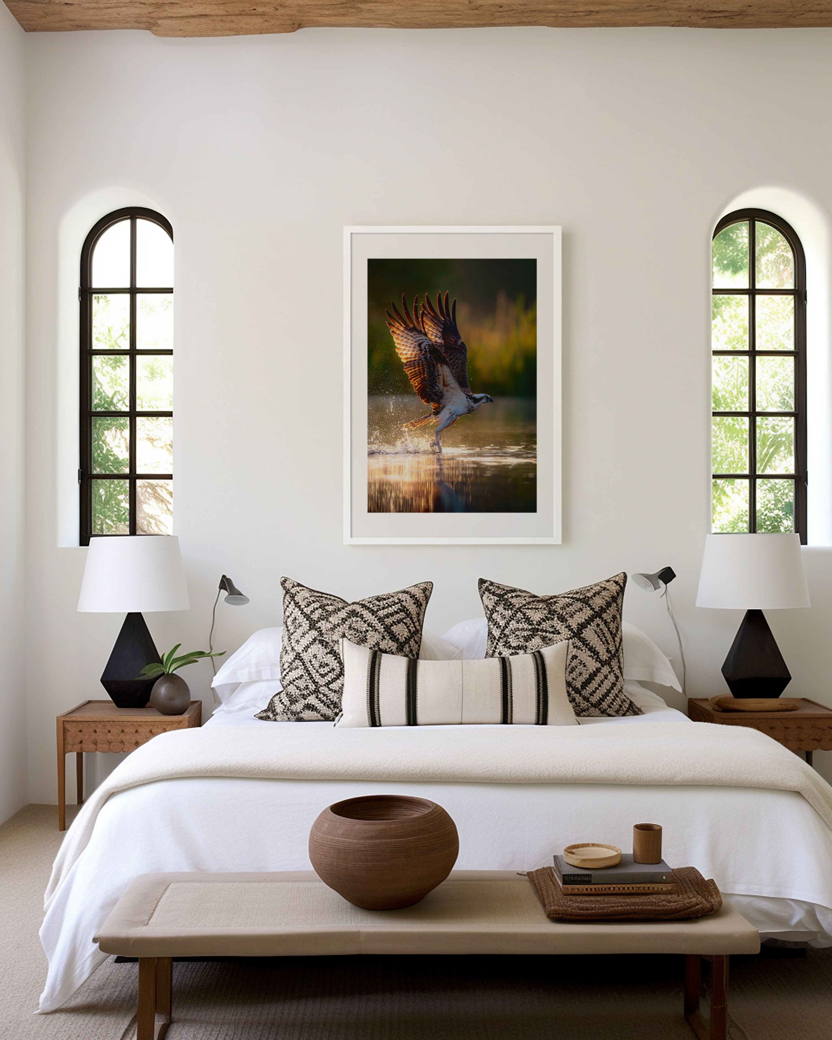 Golden Splash Bird Wall Art – Dynamic Wildlife Canvas Print, Action Nature Decor