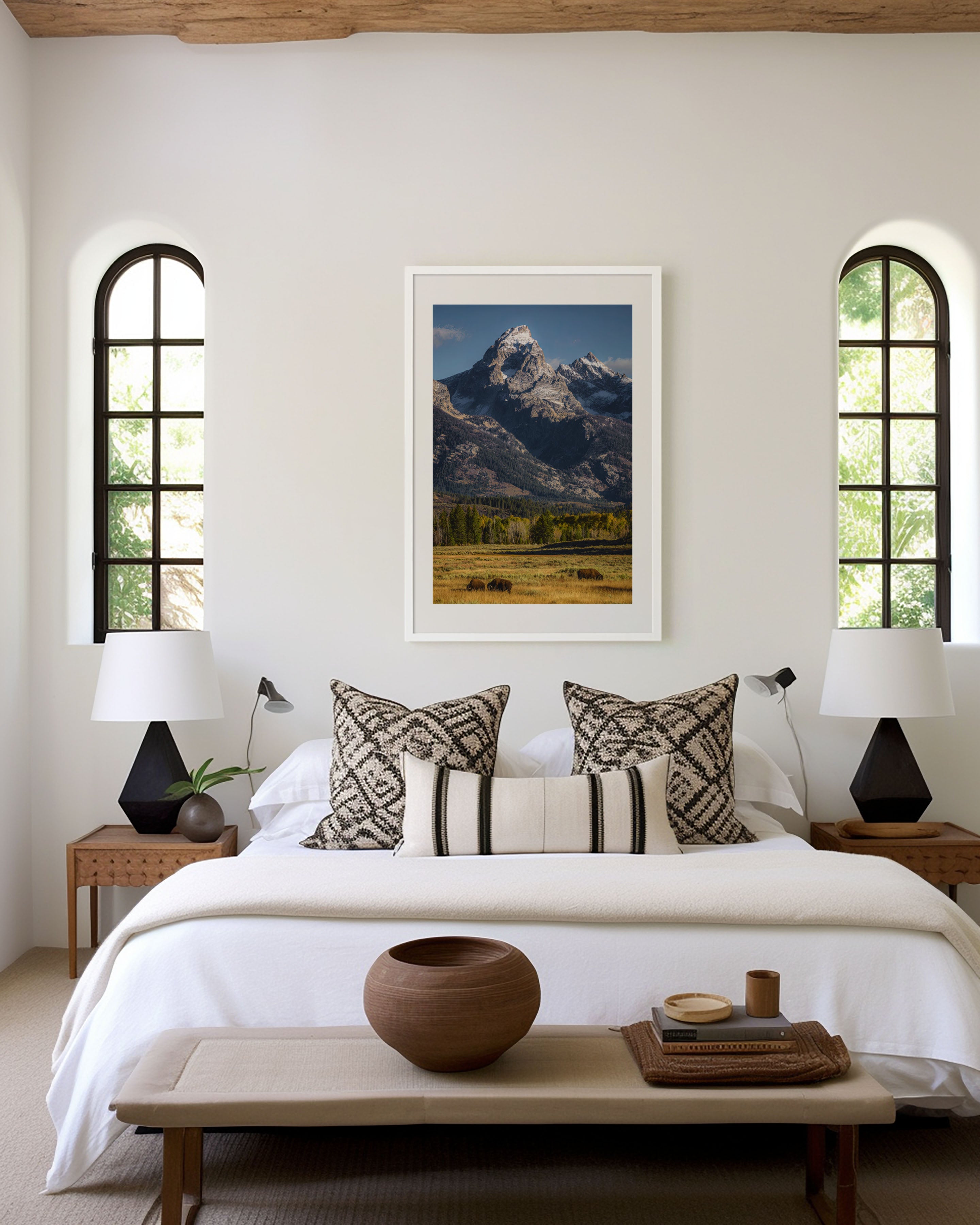 Grand Teton National Park Wall Art Print | Bison & Mountain Photography | Wyoming Landscape Poster | American West Nature Print | Wildlife Home Decor