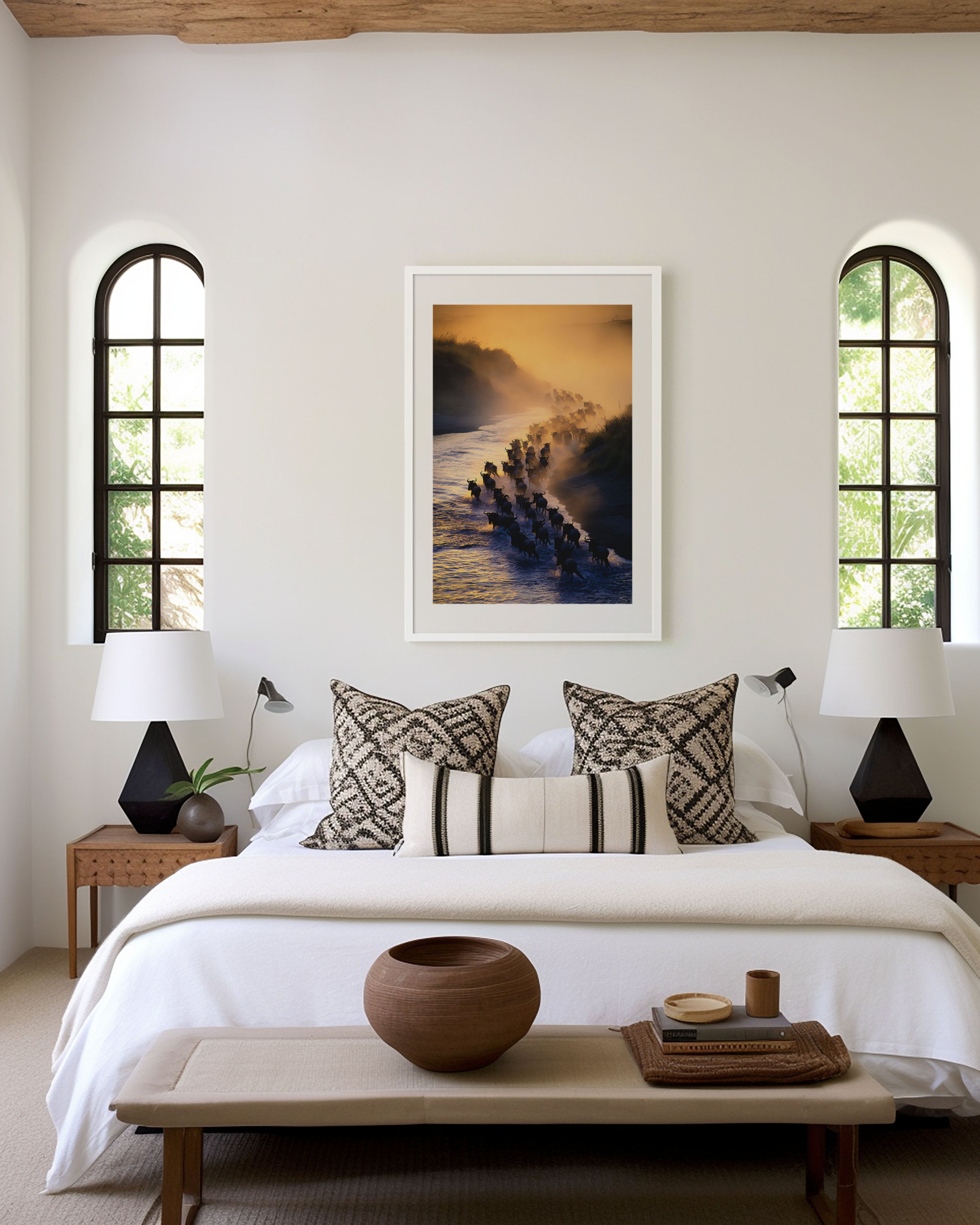 Great Wildebeest Migration Wall Art – African Safari Landscape Print