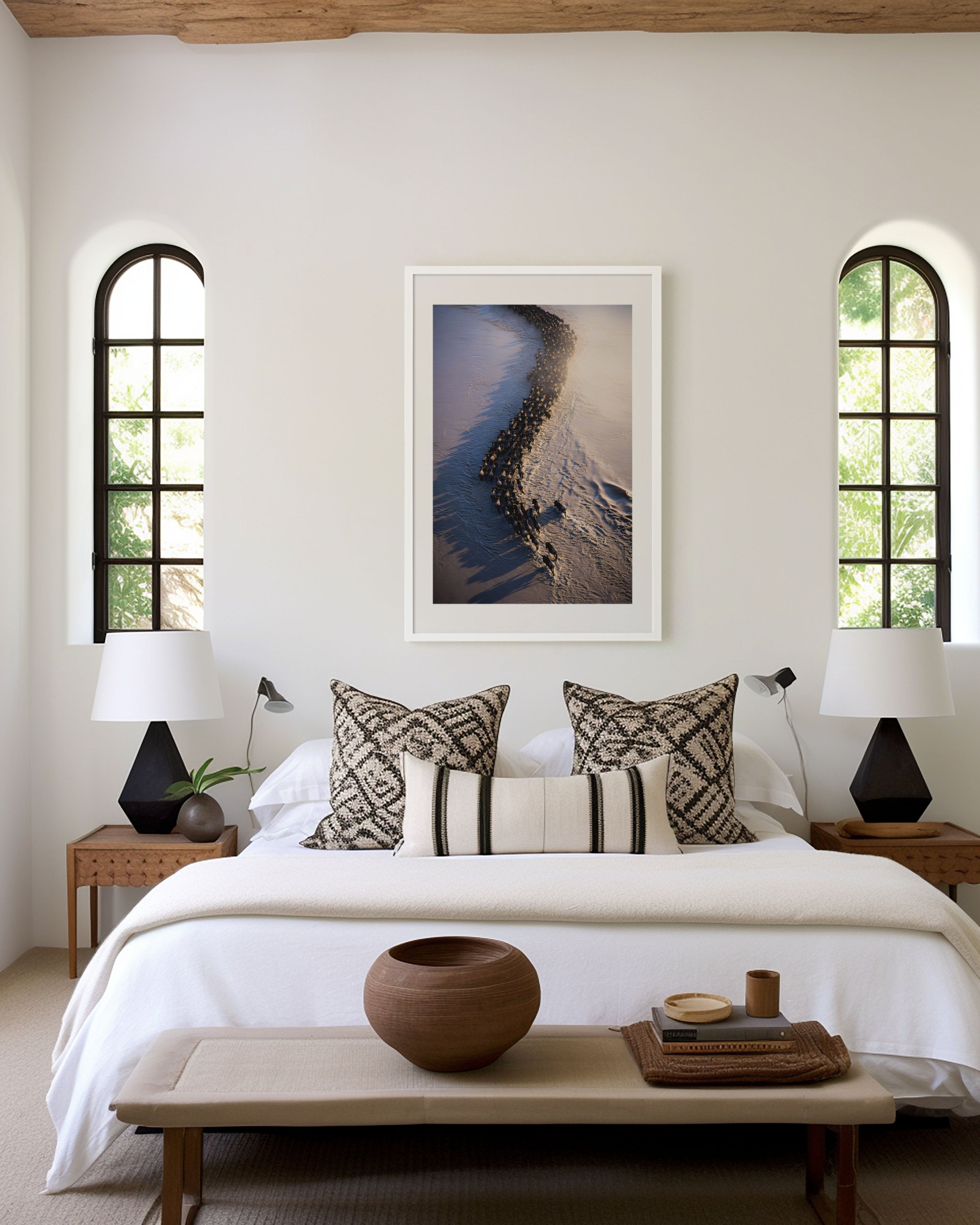 Wildebeest Migration Wall Art – African Safari Aerial Print