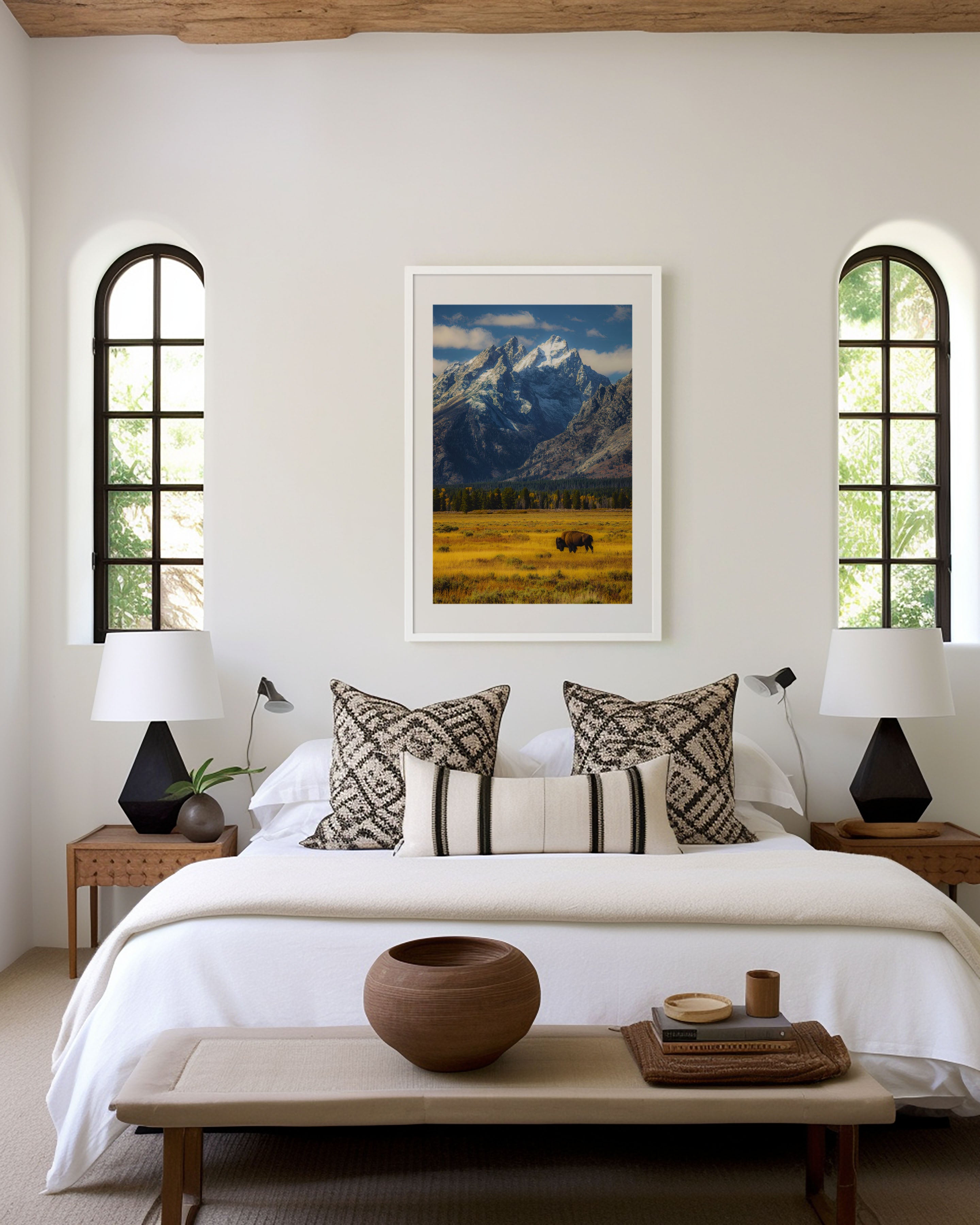 Grand Teton Bison Wall Art Print | Lone Bison Wyoming Photography | National Park Landscape Poster | American West Wildlife Print | Nature Home Decor
