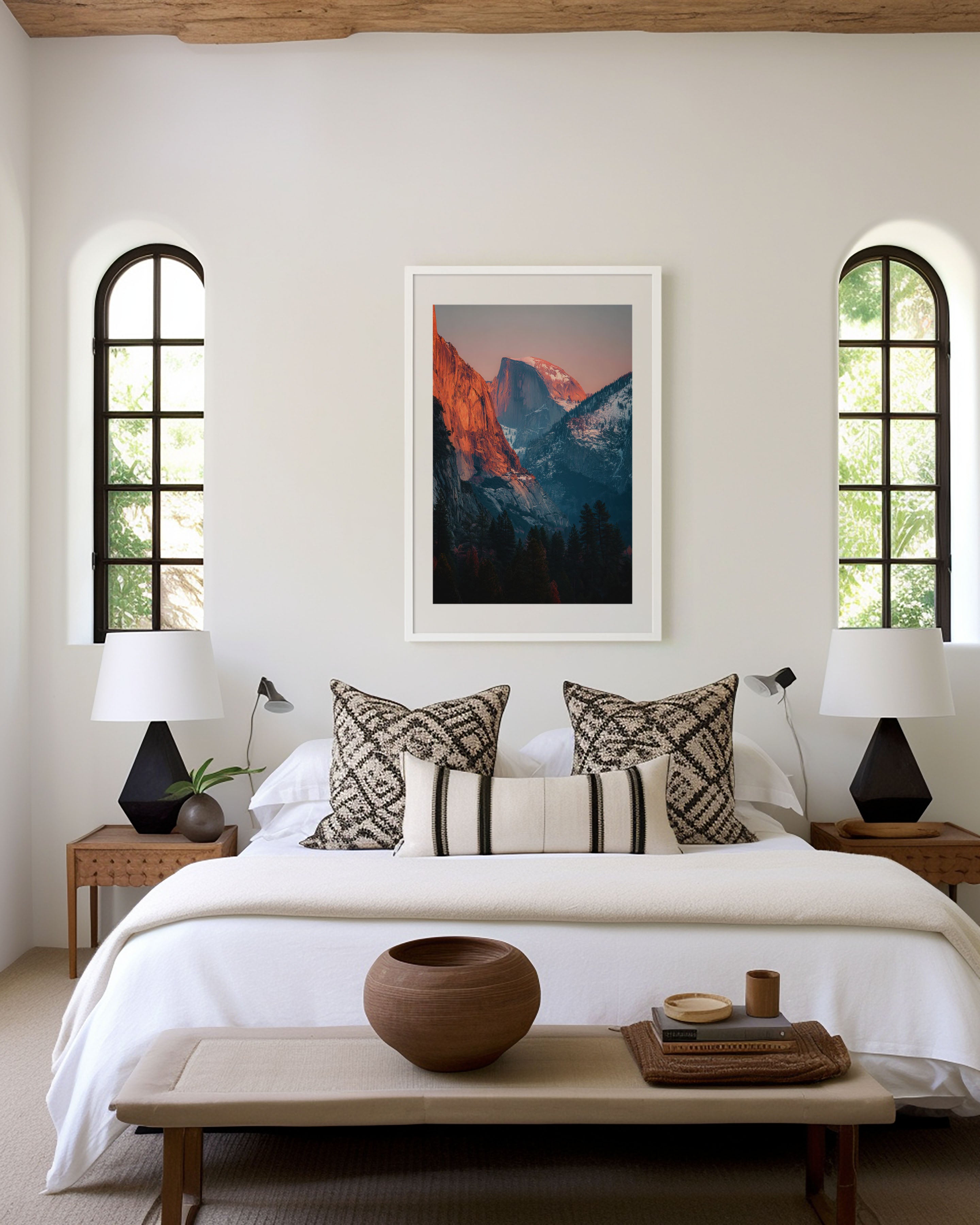 Yosemite Half Dome Sunset Wall Art Print | El Capitan Alpenglow Photography | California Valley Landscape Poster | National Park Winter Print | Nature Home Decor