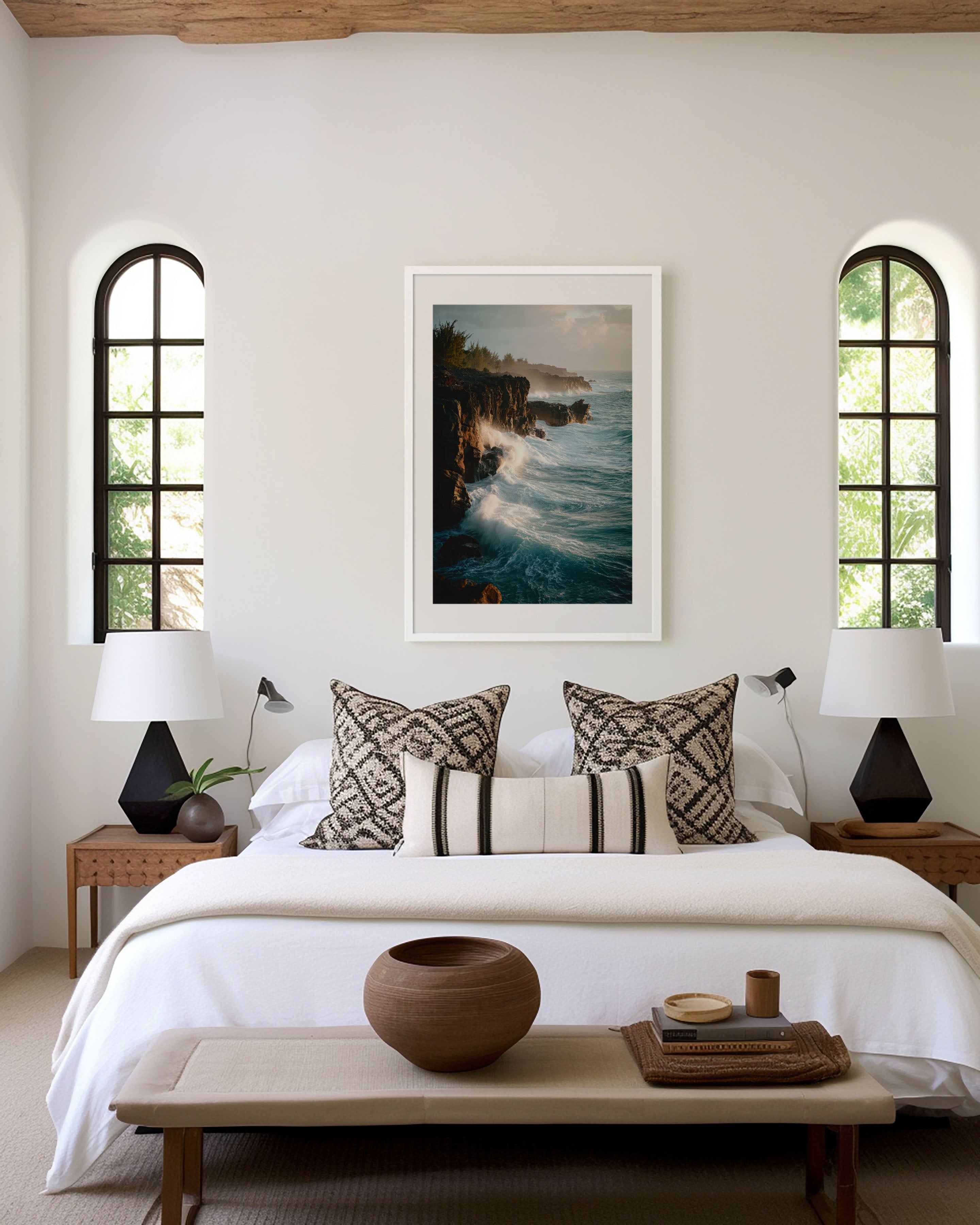 Hawaii Big Island Lava Cliffs Ocean Waves Wall Art | Wild Pacific Coastal Seascape Print | Hawaii Travel Photography