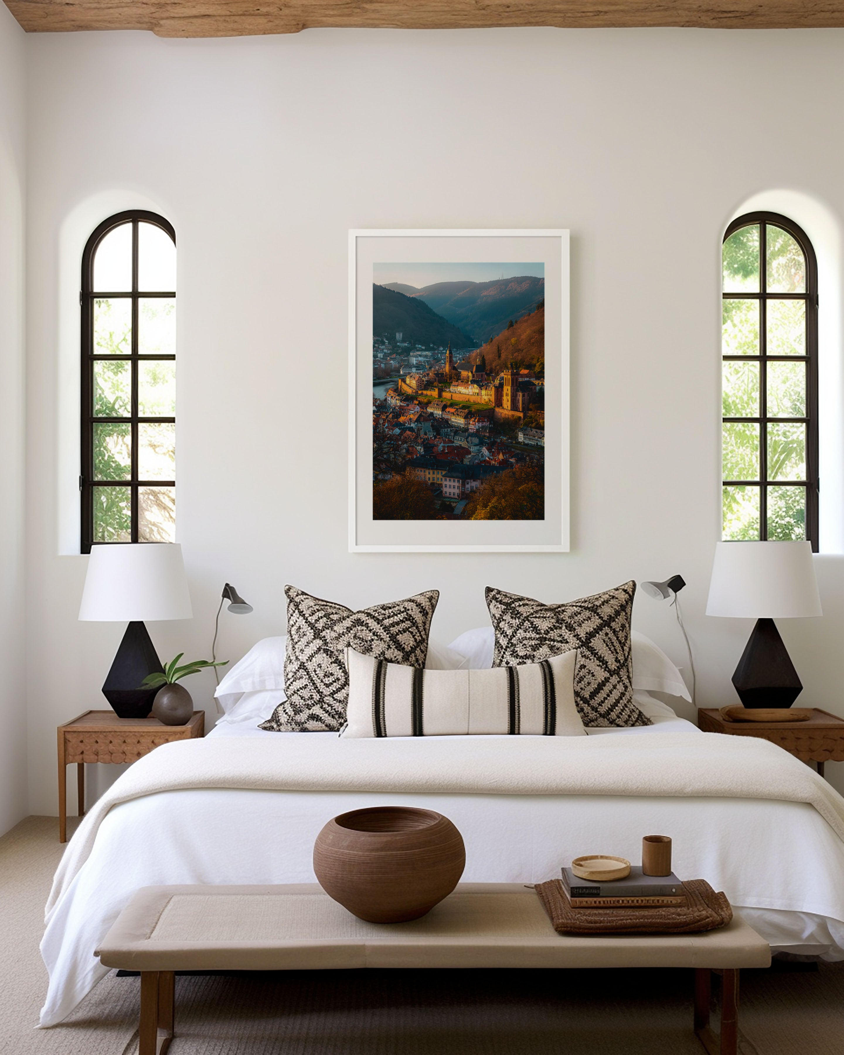 Heidelberg Old Town Golden Hour Wall Art | Germany Autumn Castle Cityscape Print | European Travel Photography