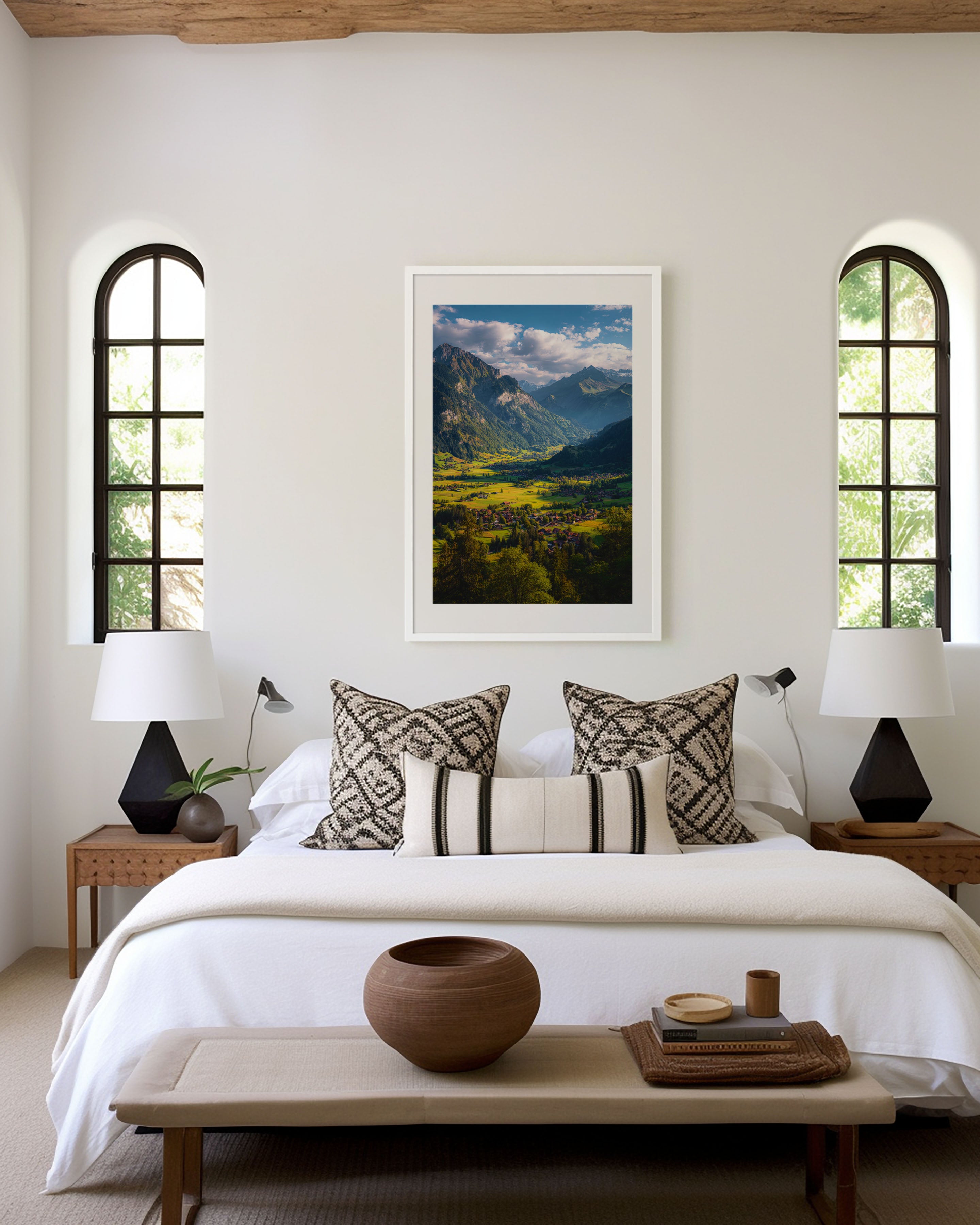 Swiss Alps Wall Art Print – Interlaken Valley Landscape Canvas, Switzerland Mountain Scenery, Nature Travel Wall Decor
