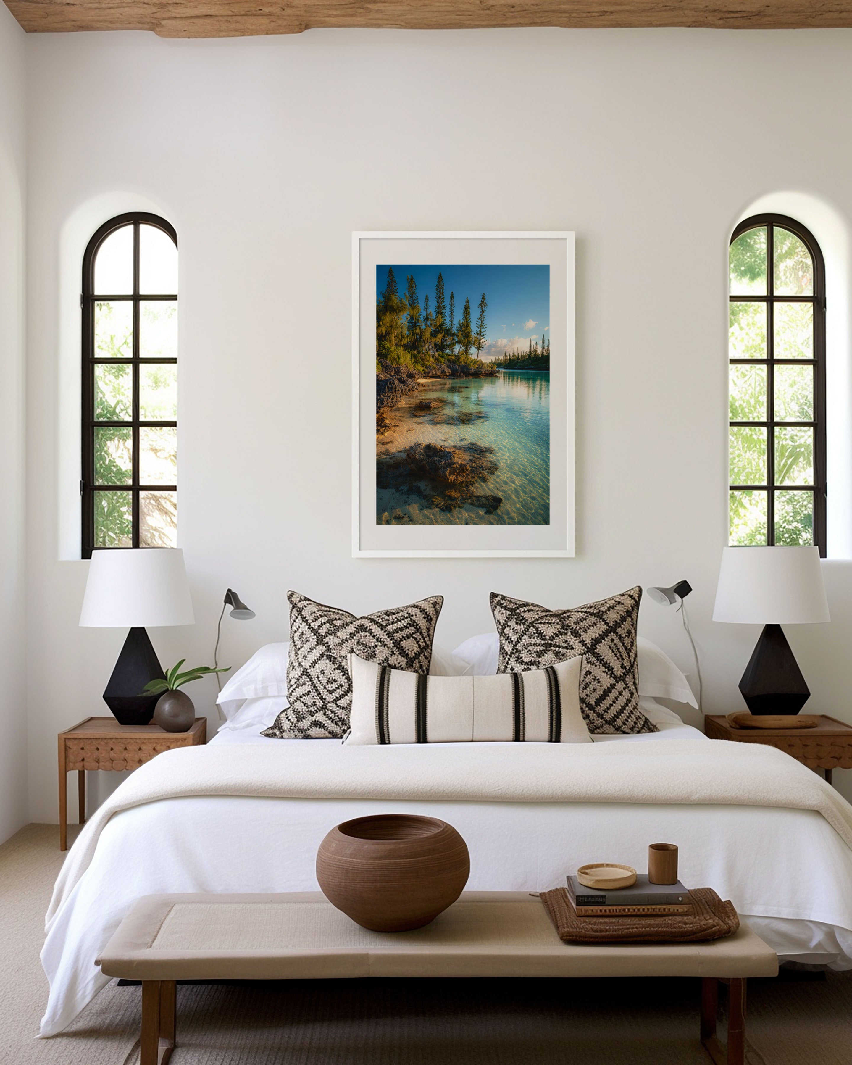Isle of Pines Golden Hour Lagoon Wall Art Print | New Caledonia Tropical Beach Photography Poster | Coastal Nature Decor