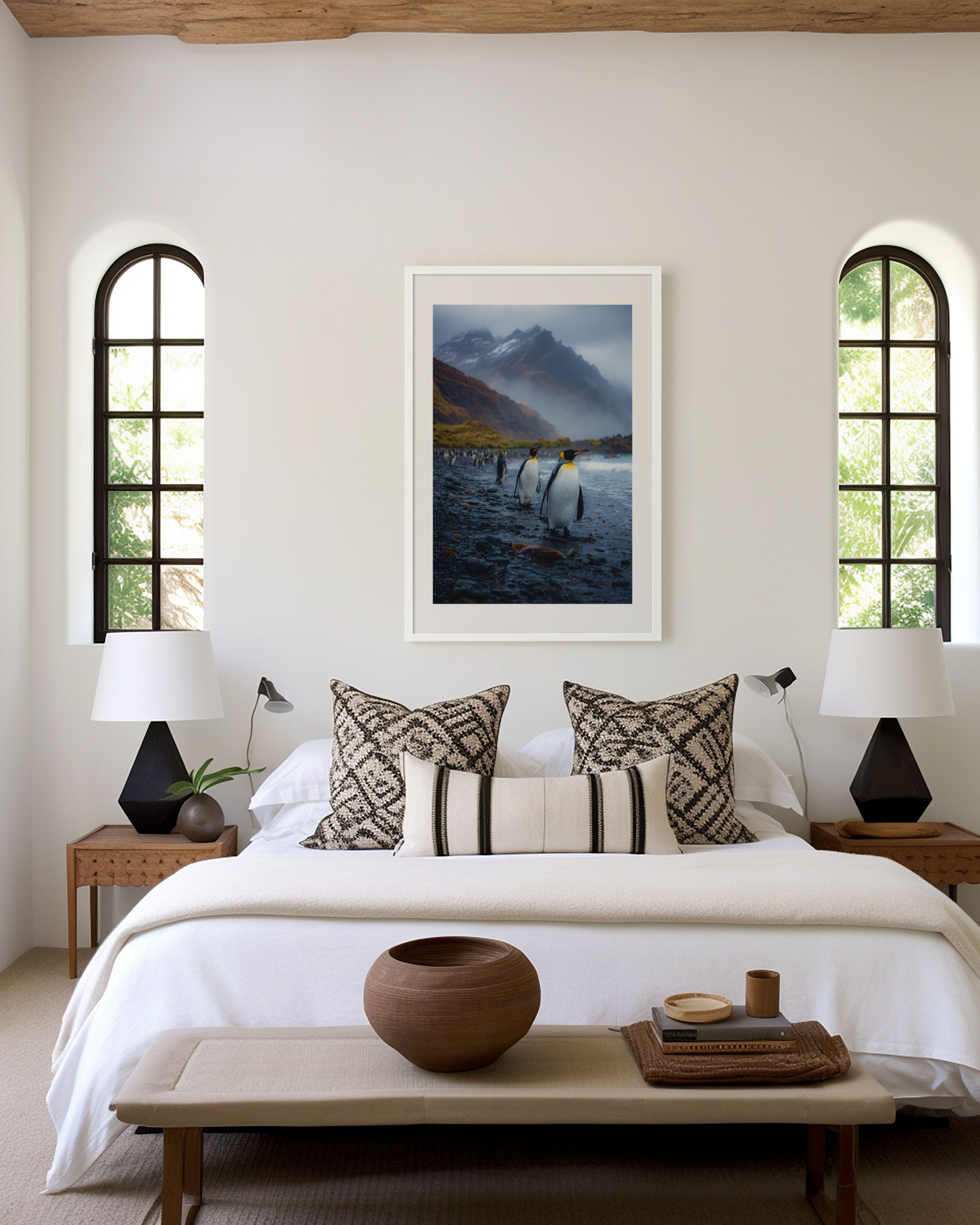 King Penguin Wall Art Print – Antarctic Wildlife Canvas & Framed Coastal Landscape Decor