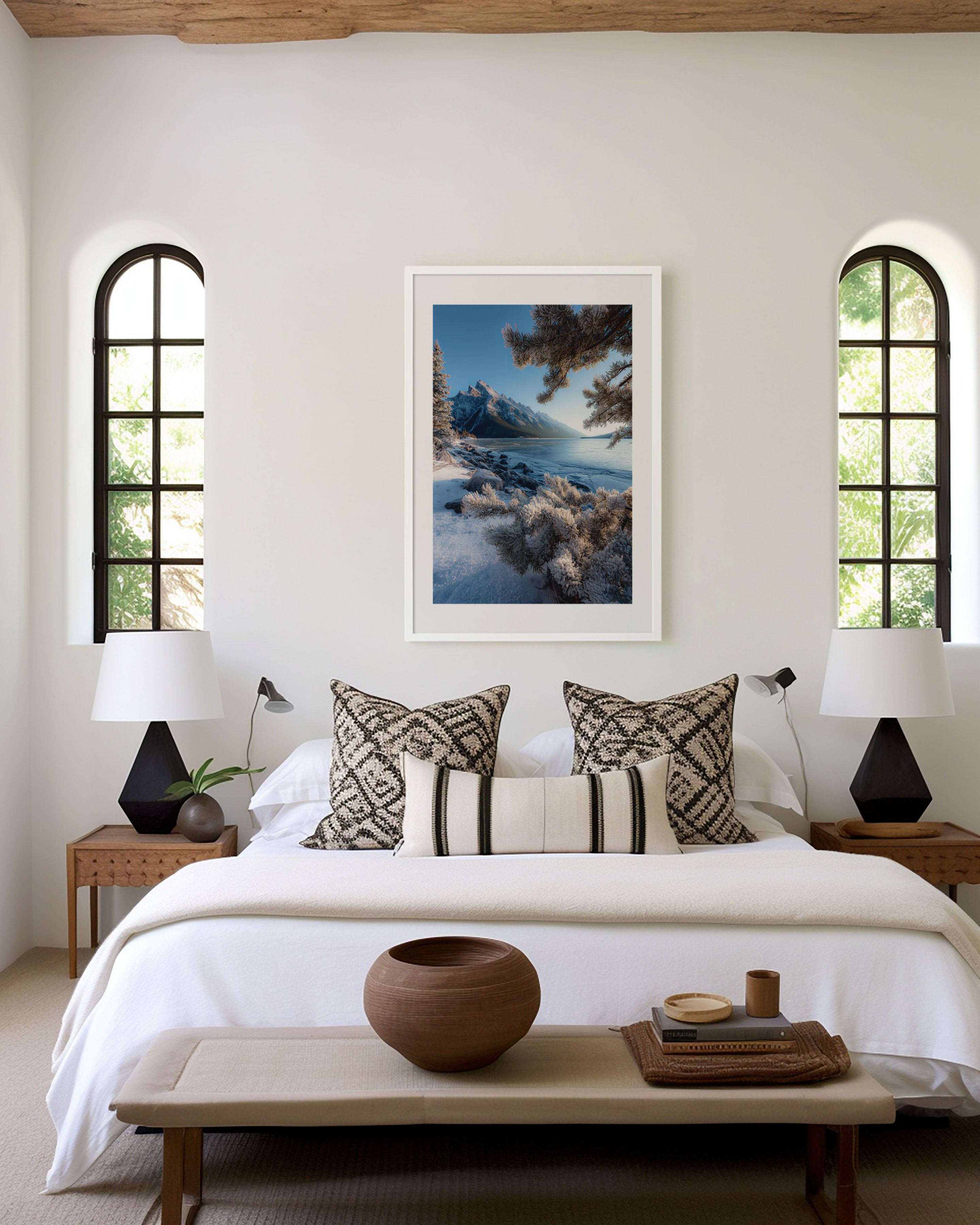 Lake Minnewanka Winter Print | Banff National Park Frozen Lake Wall Art | Canadian Rockies Photography