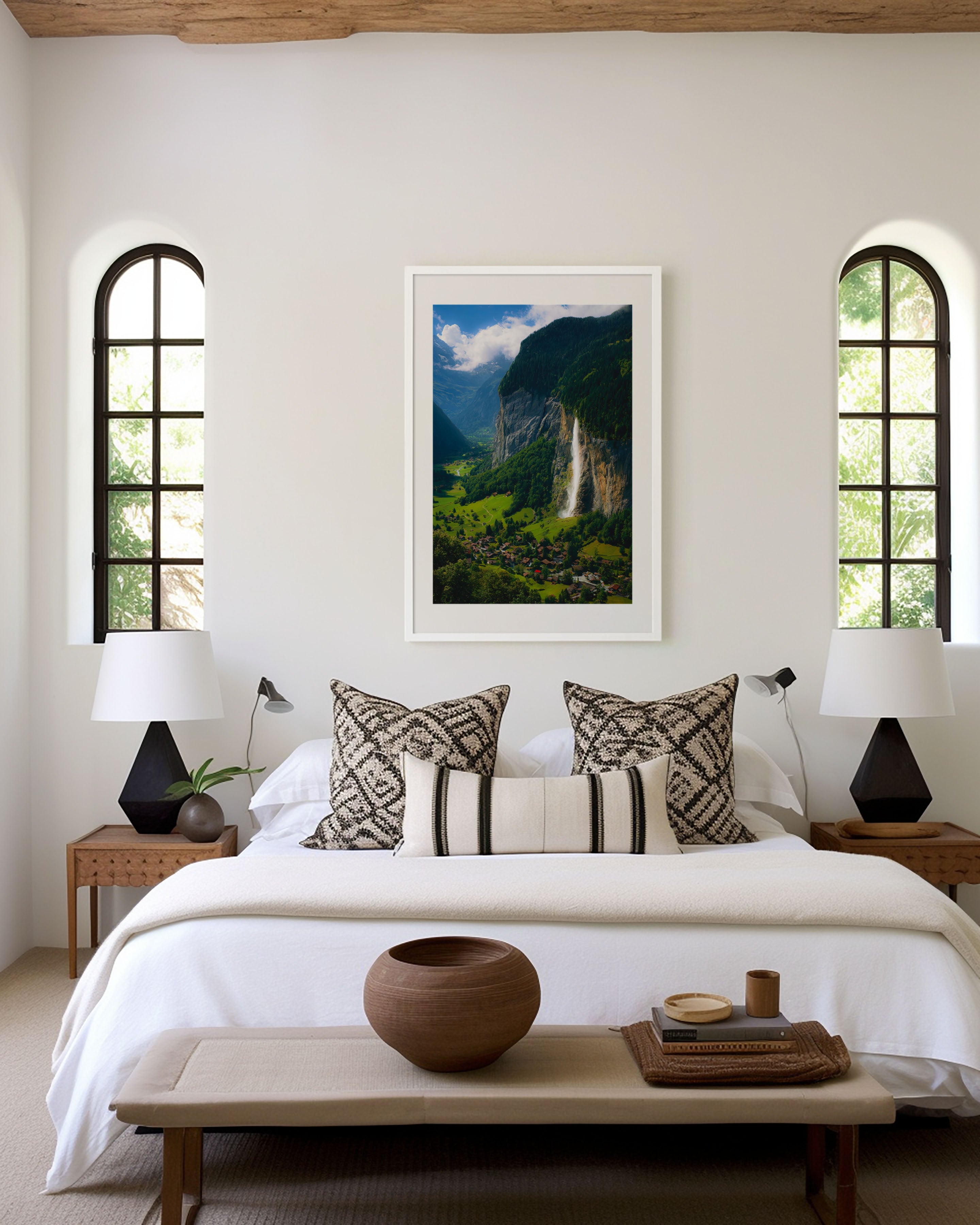 Lauterbrunnen Valley Switzerland Wall Art Print | Alpine Waterfall Photography