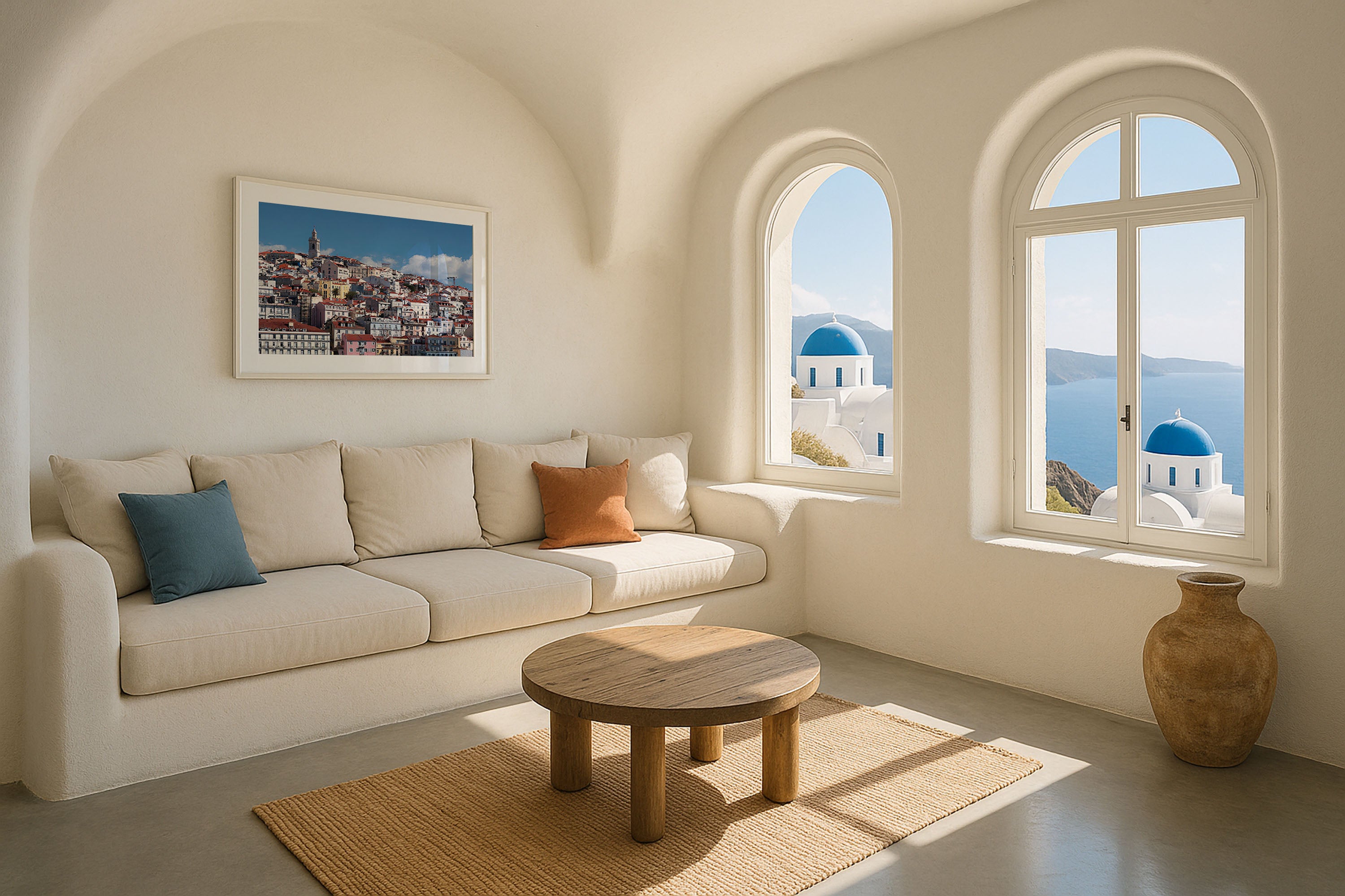 Lisbon Portugal Wall Art | Historic Alfama Hillside Skyline Cityscape Print