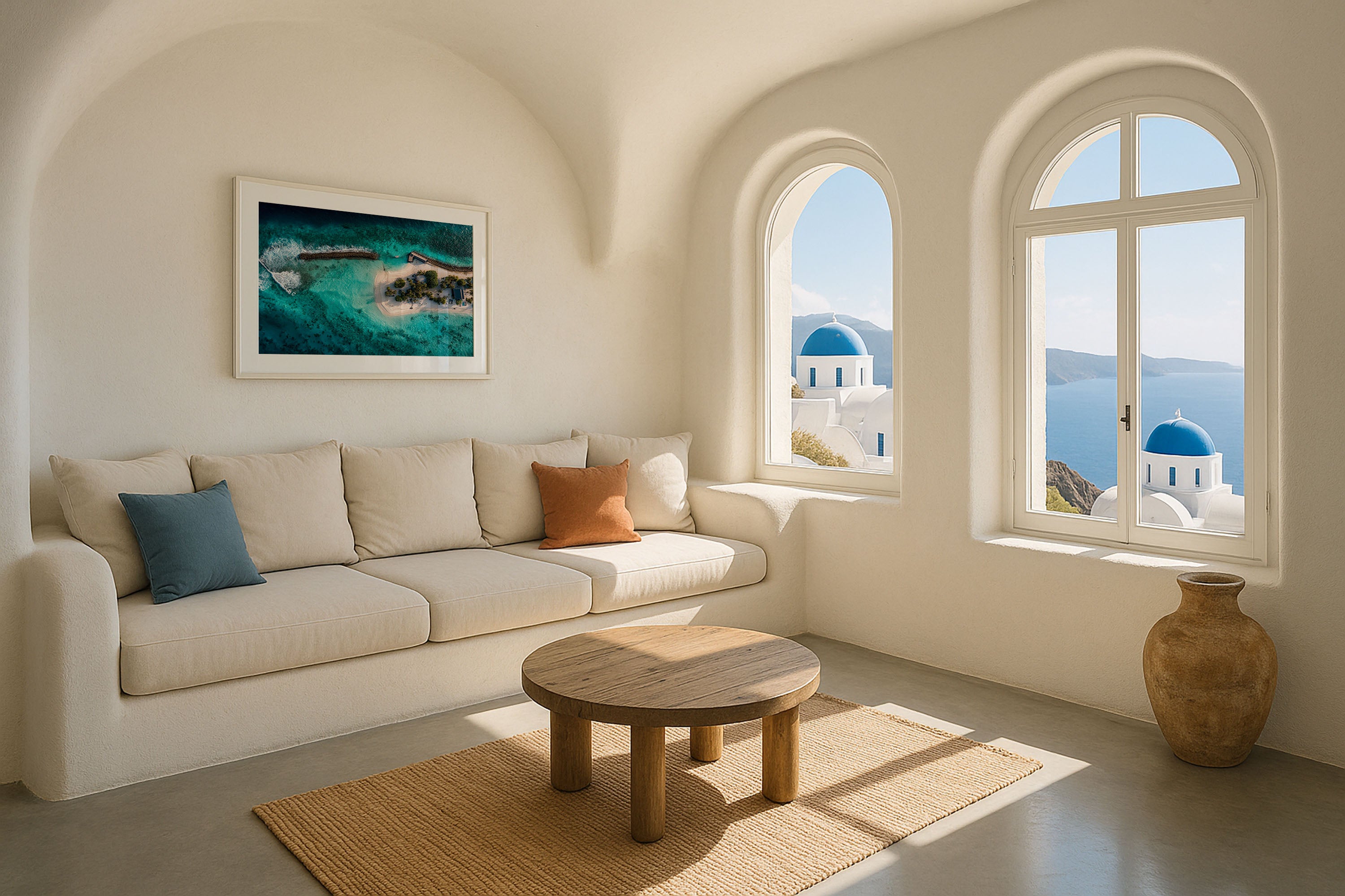 Maldives Tropical Island Wall Art – Maafushi Aerial Turquoise Ocean Beach Print