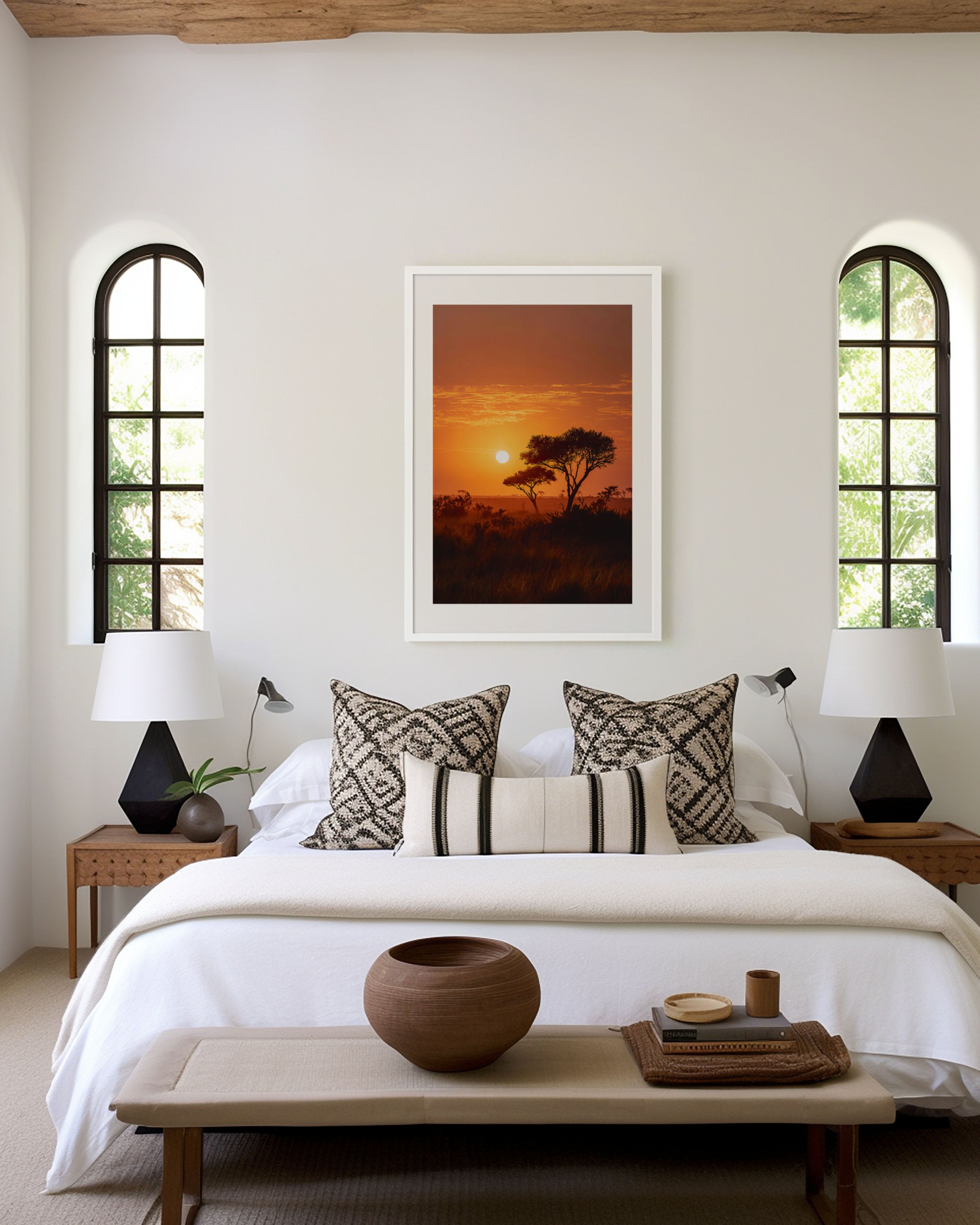 Maasai Mara Sunset Wall Art Print | Kenya Africa Acacia Tree Savanna Photography | East Africa Safari Travel Poster | Warm Earthy Home Decor