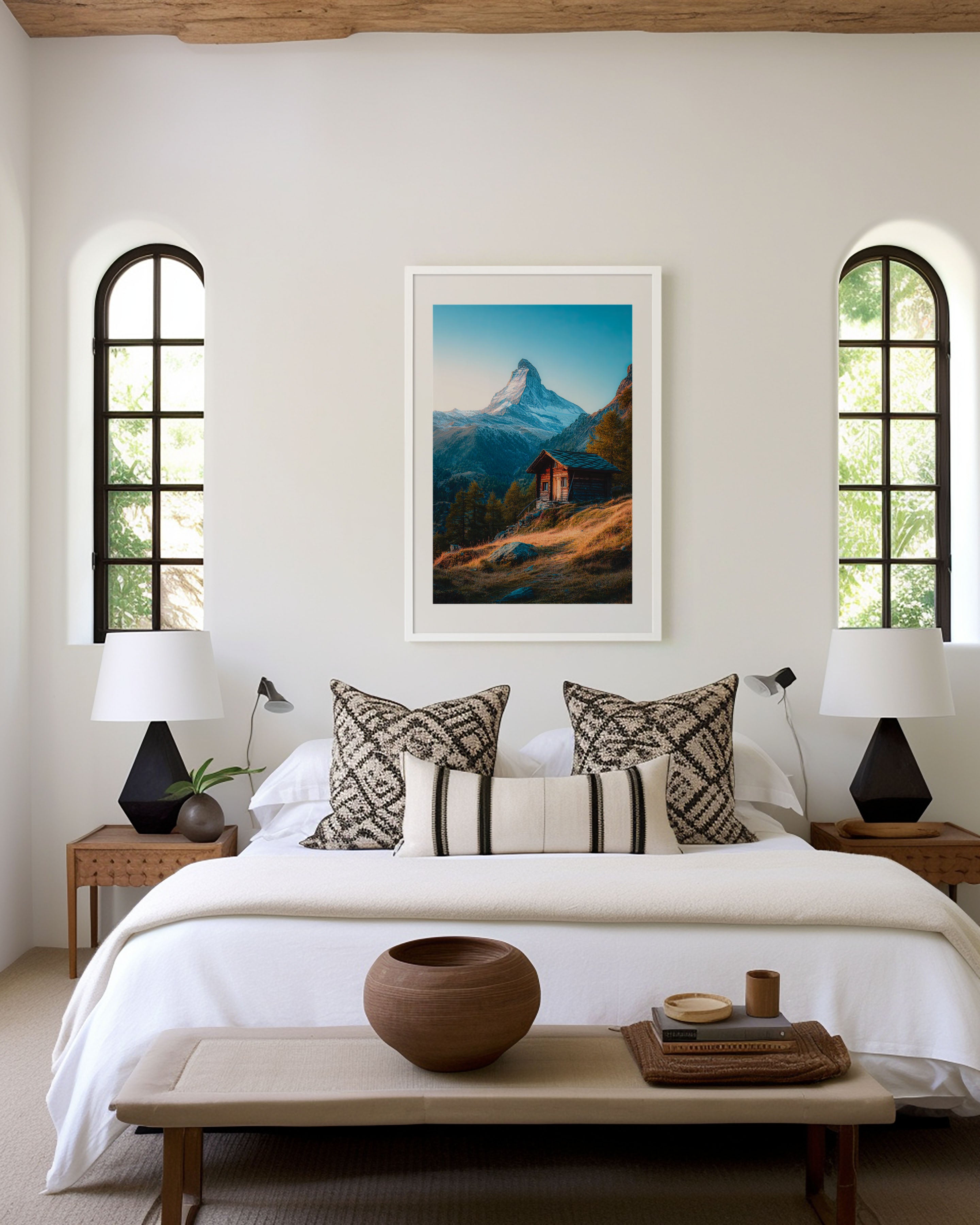 Matterhorn Switzerland Wall Art Print | Alpine Cabin Mountain Photography