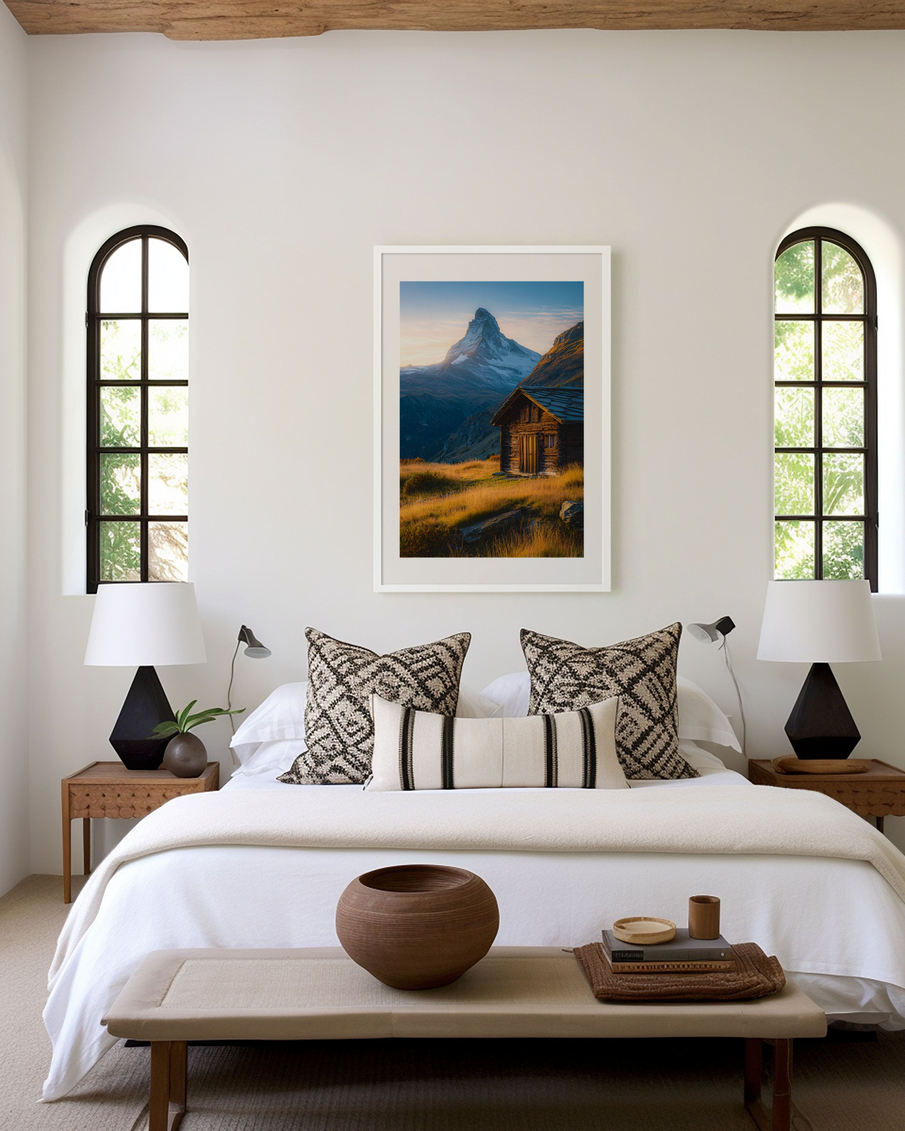 Matterhorn Sunrise Wall Art Print | Swiss Alps Cabin Landscape Photography