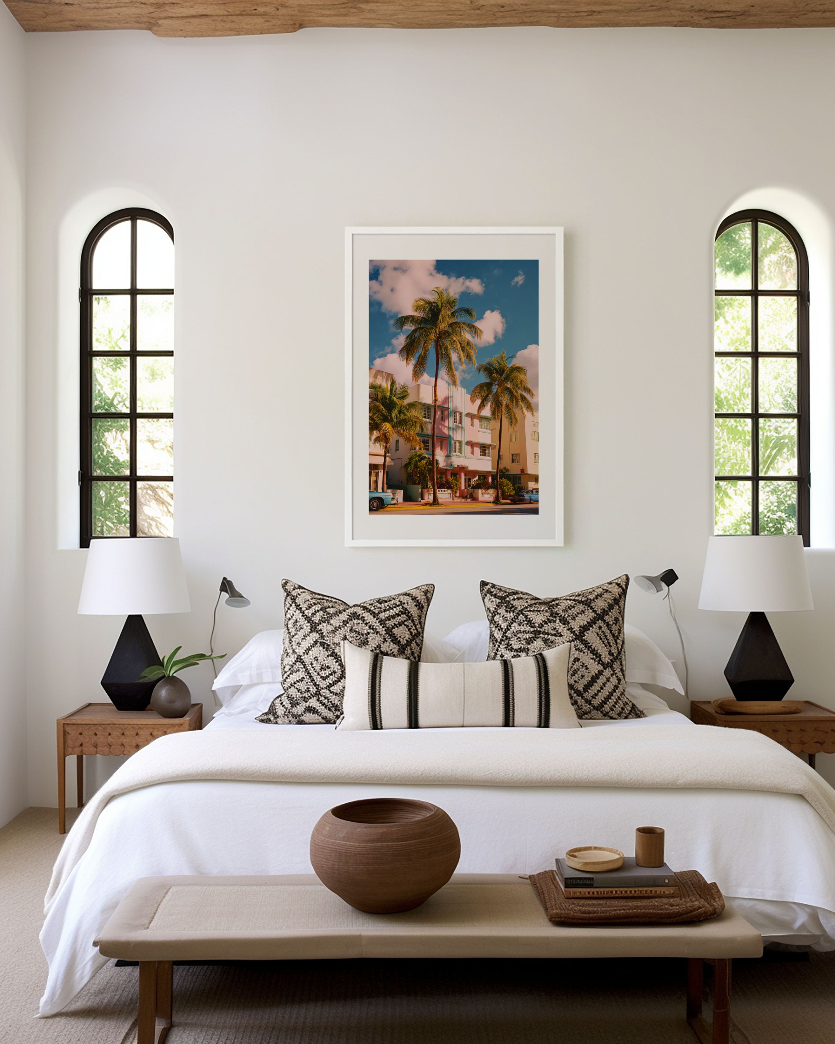 Miami South Beach Art Deco | Ocean Drive Palm Trees Wall Art Print